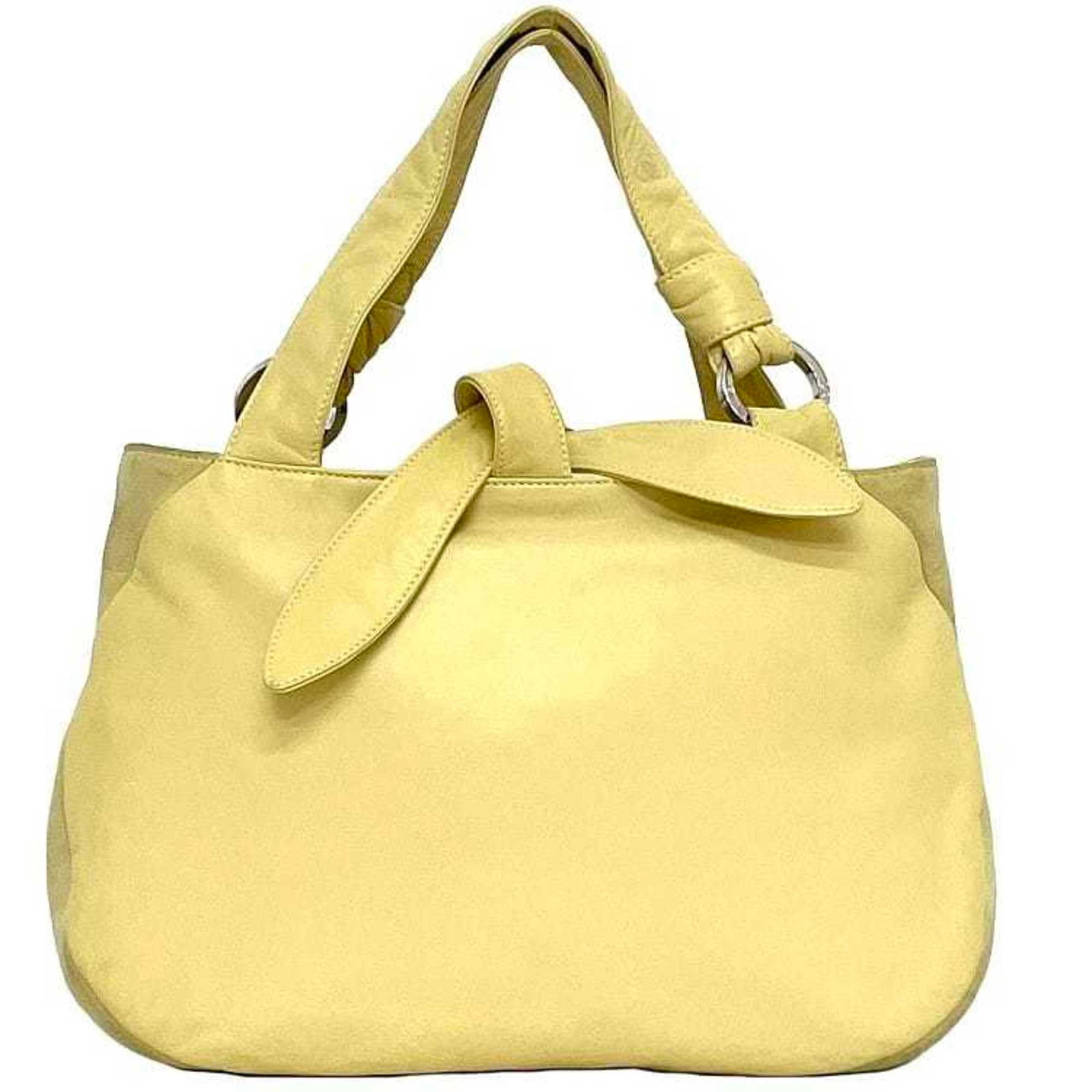 Loewe Tote Bag Leather Handbag: Loewe Tote Bag Leather Handbag Suede leather Loewe tote bag with a bright yellow color, measuring 19cm x 28cm x 8cm. This stylish handbag is made from high-quality leather and features a classic desig