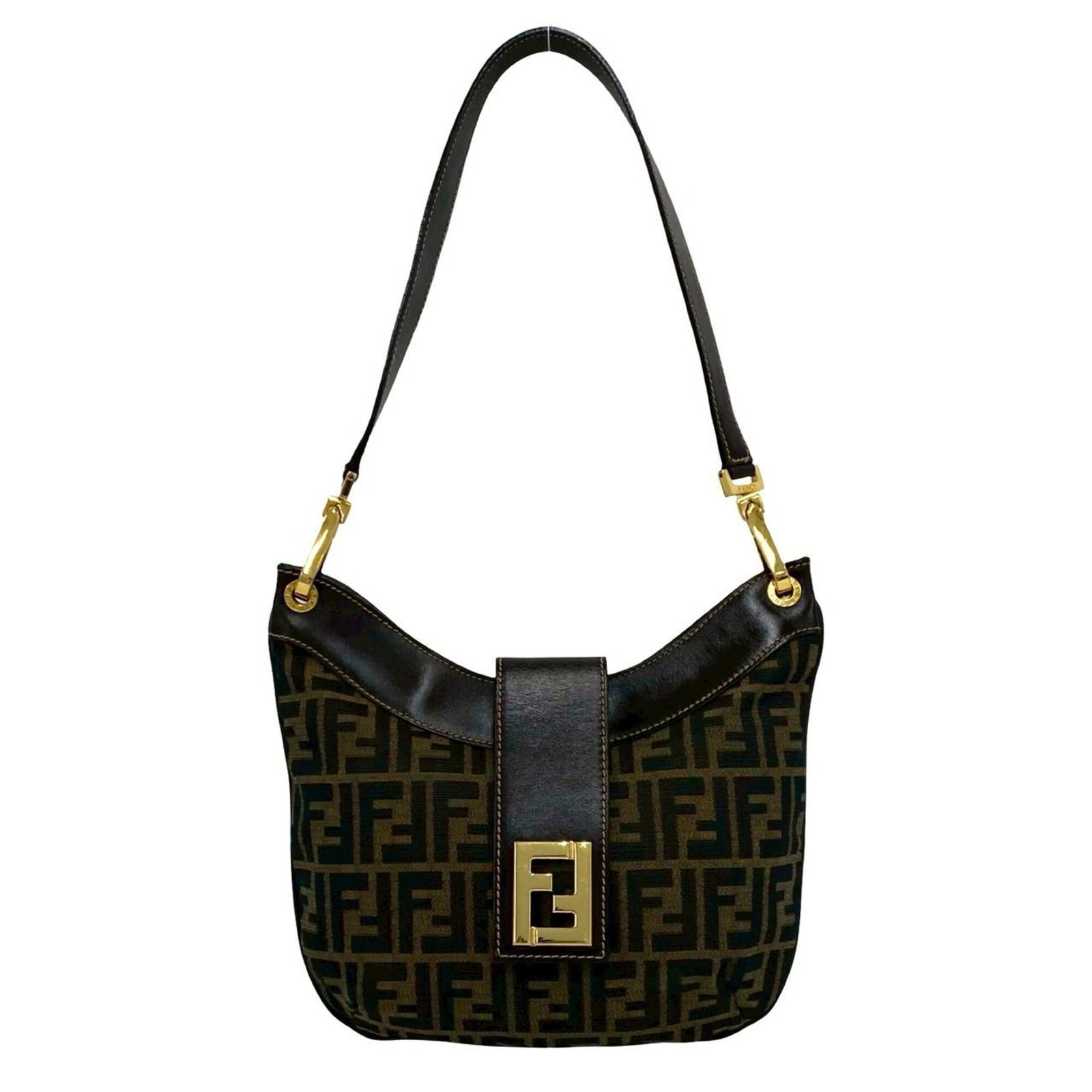 Shoulder Bag Fendi Canvas Leather: Shoulder Bag Fendi Canvas Leather Canvas and leather combine in this sleek Fendi shoulder bag, measuring 24cm x 28cm. The black and brown color options add versatility to this stylish accessory. Made