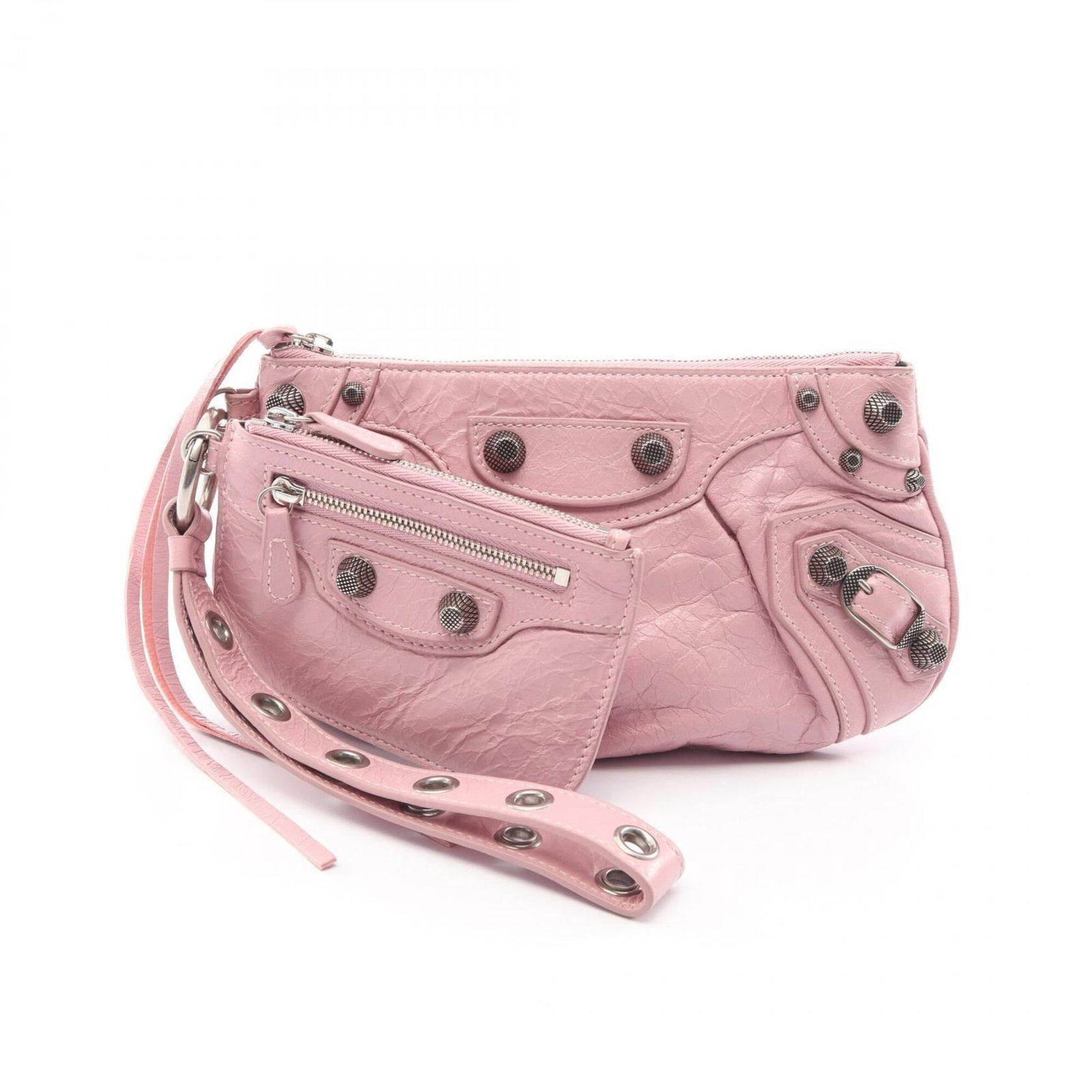 Bag Leather Clutch Pouch Balenciaga: Bag Leather Clutch Pouch Balenciaga Pink leather Balenciaga clutch pouch with a size of 12.5cm x 23cm x 1cm. Made from high-quality leather, this small pouch features a distinctive pink color.