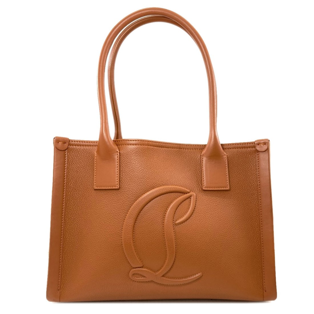 Calf Louboutin Bag By Side Christian Tote: Calf Louboutin Bag By Side Christian Tote Brown Calf Louboutin Bag By Side Christian Tote. This tote bag features a high-quality calf exterior and a distinctive brown color. The bag's design and