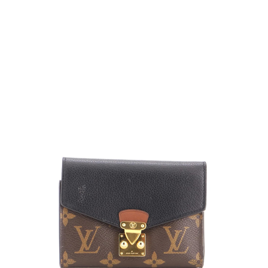 Compact NM Monogram Canvas Calfskin Wallet Louis Vuitton Pallas: Compact NM Monogram Canvas Calfskin Wallet Louis Vuitton Pallas Compact Louis Vuitton Pallas Monogram Canvas Calfskin Wallet in Black. This compact wallet features a canvas coated leather exterior wit