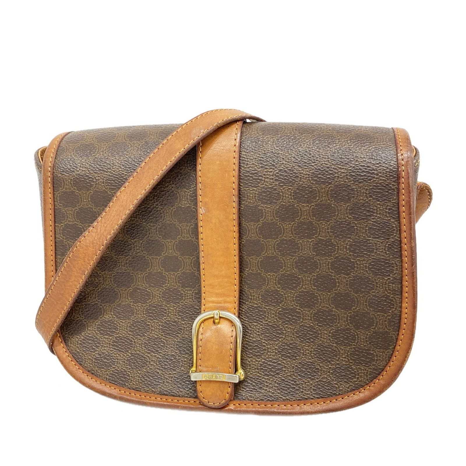 Celine Shoulder Bag Pvc: Celine Shoulder Bag Pvc Brown PVC Celine shoulder bag with gold hardware, measuring 18cm x 21.5cm x 6.5cm. This bag features a distinctive PVC material and gold accents, making it a unique and eye-cat