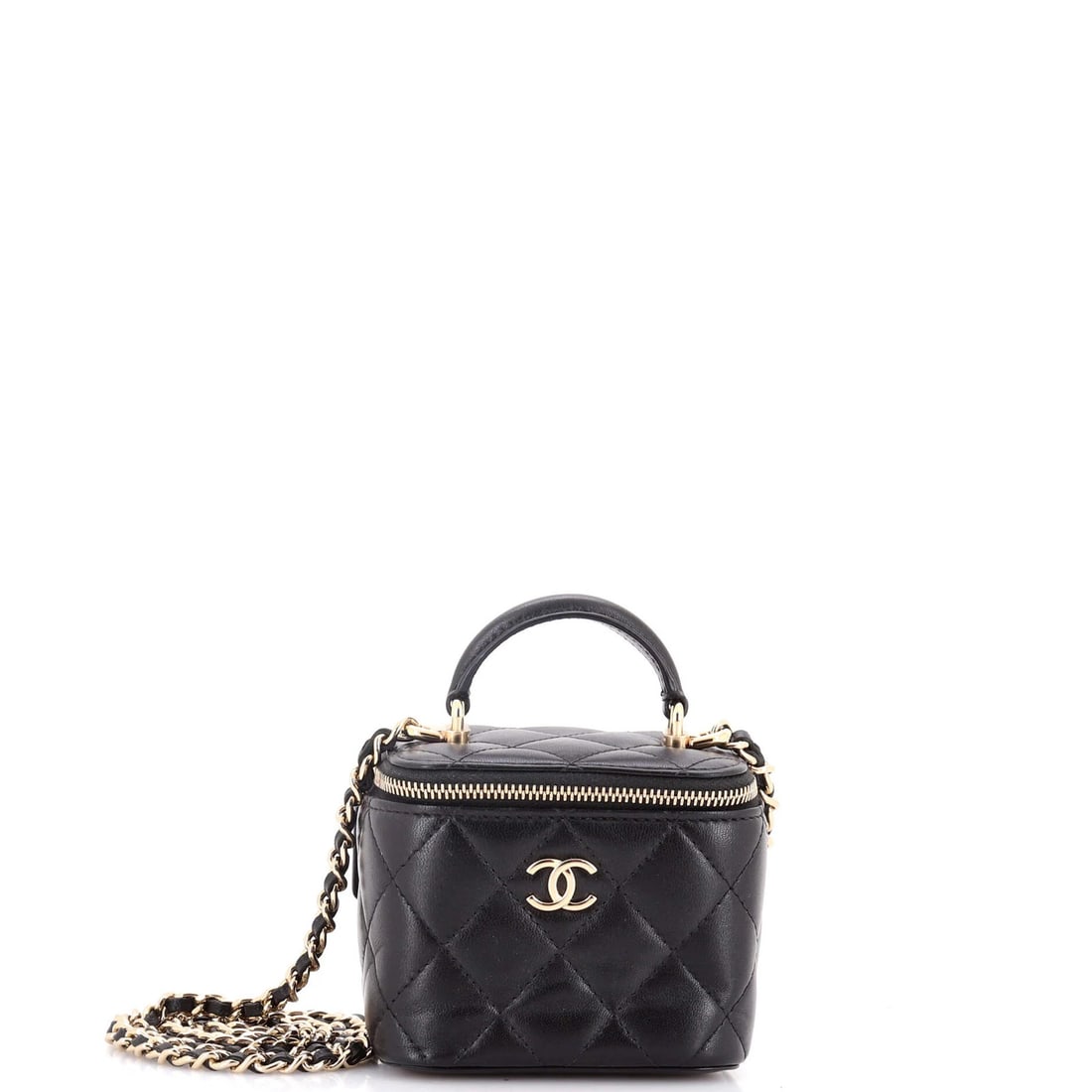 Chanel Classic Top Handle Vanity Case with Chain Quilted Lambskin Mini (1 of 6)