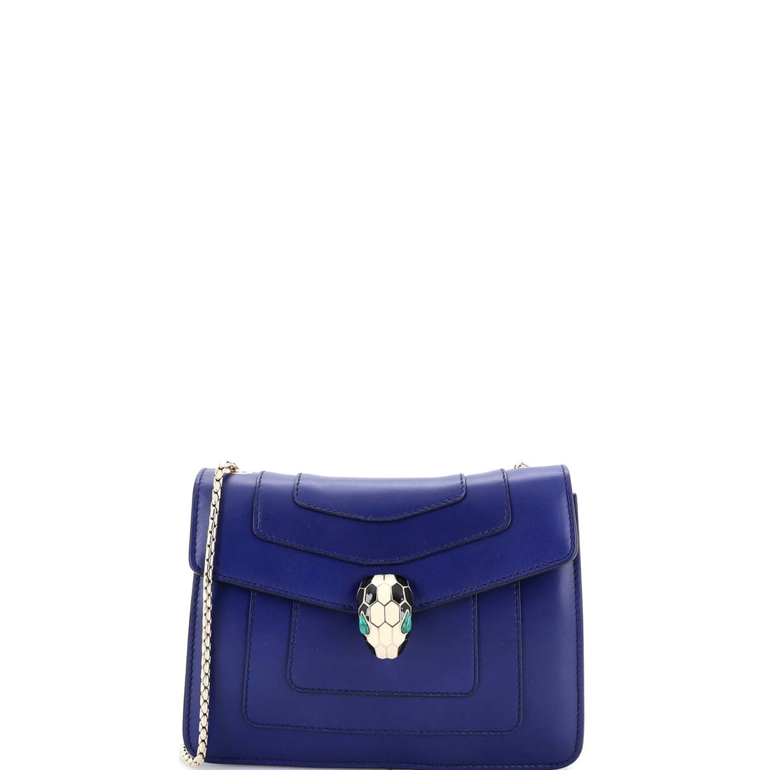 Bag Leather Small Square Forever Serpenti Bvlgari: Bag Leather Small Square Forever Serpenti Bvlgari Small Square Forever Serpenti Bvlgari Bag in Blue Leather. This Bvlgari cross body bag features a small square shape with a strap drop of 19.5",
