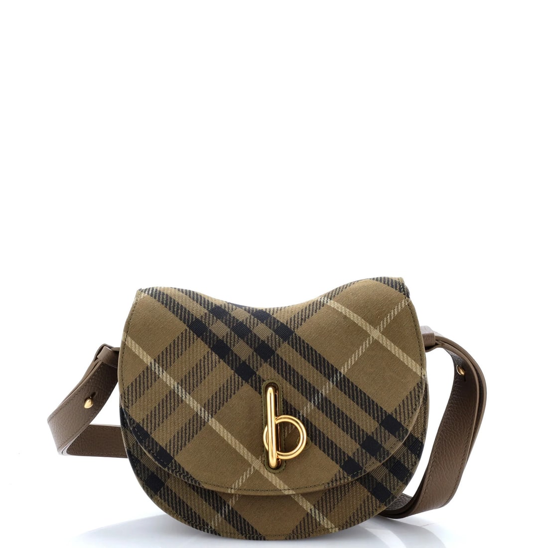 Rocking Horse Bag Leather Mini Burberry Check Jacquard Shoulder with: Rocking Horse Bag Leather Mini Burberry Check Jacquard Shoulder with This Burberry Rocking Horse Shoulder Bag features a striking green canvas exterior with a classic check jacquard design, paired