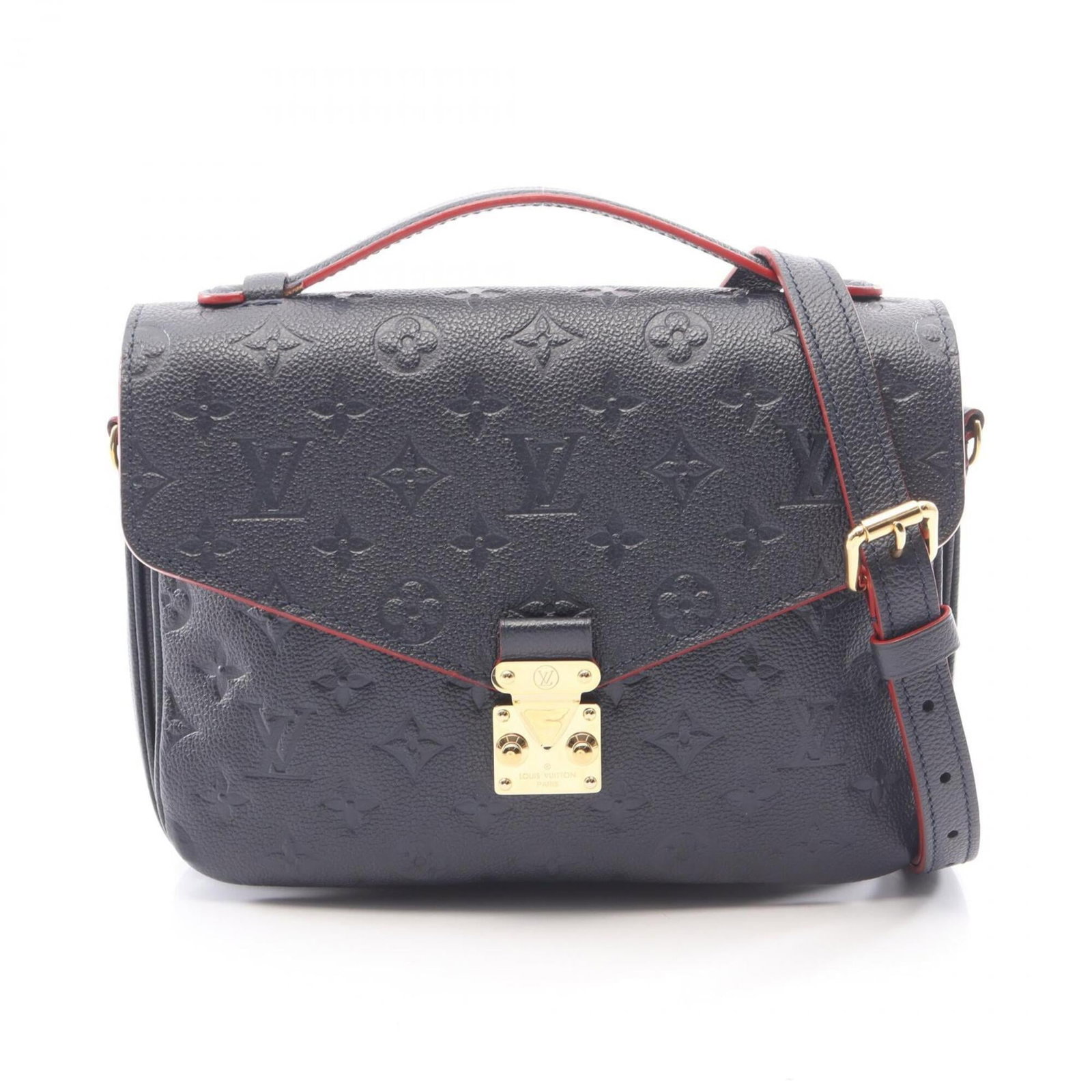 Handbag Monogram Pochette Empreinte Louis Vuitton: Handbag Monogram Pochette Empreinte Louis Vuitton Monogram Empreinte Louis Vuitton pochette in marine rouge and navy, featuring the iconic Empreinte pattern and a sturdy RFID-protected body. This