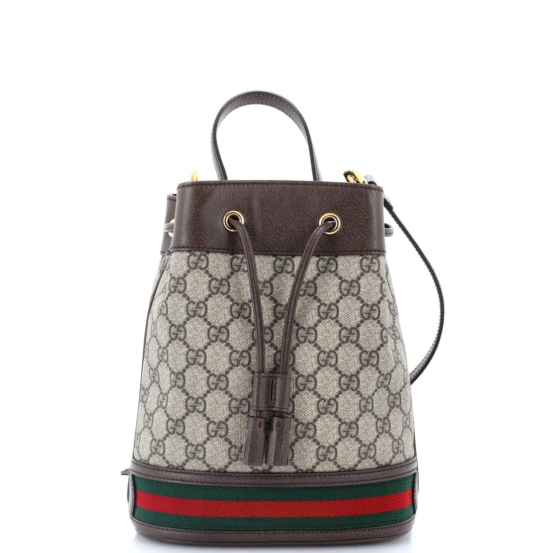 Ophidia Bucket Bag Coated Canvas Small Gucci: Ophidia Bucket Bag Coated Canvas Small Gucci Small Gucci Ophidia Bucket Bag in Brown Canvas Coated Exterior. This excellent condition, small-sized Gucci Ophidia Bucket Bag boasts a stylish brown