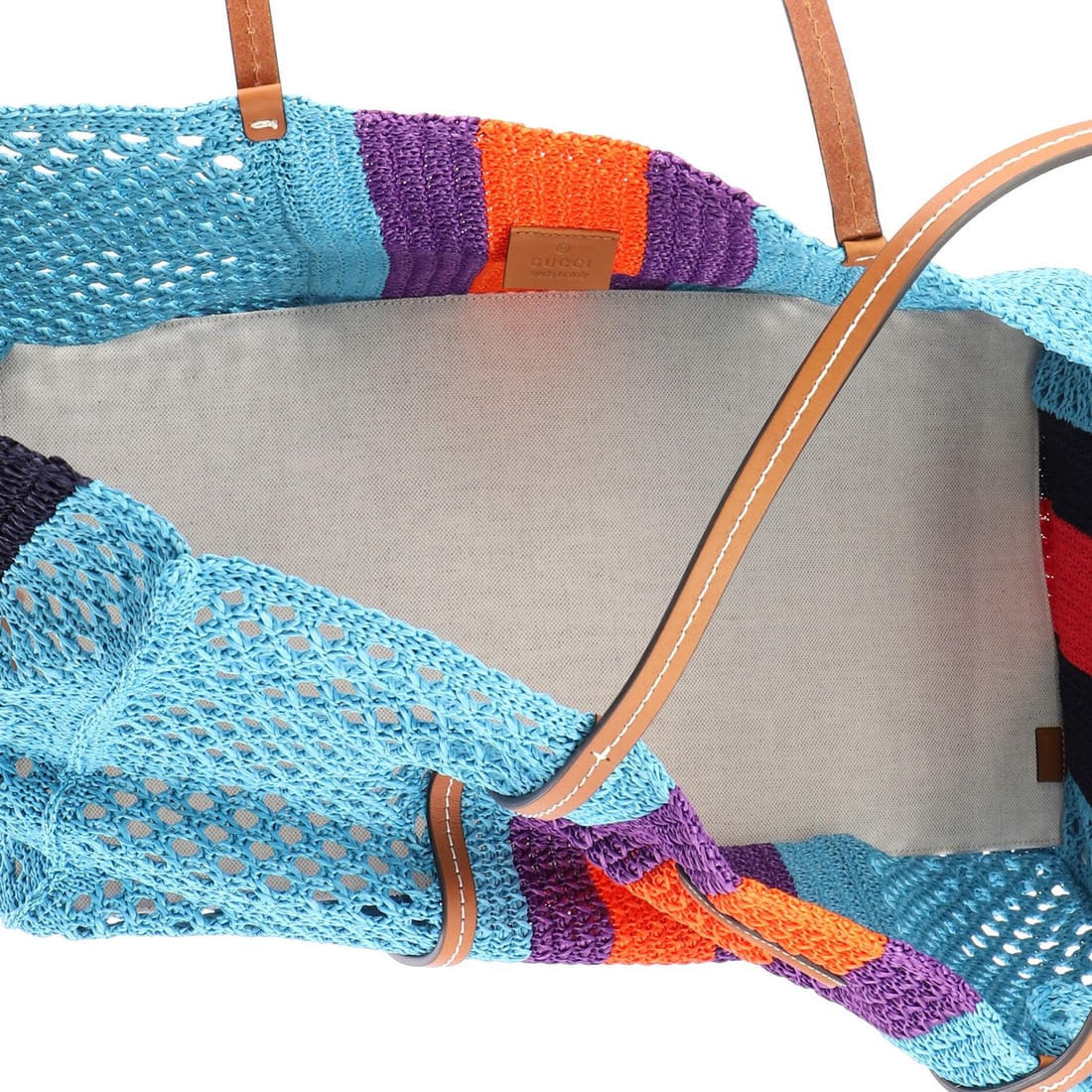 Raffia leather medium Gucci Interlocking G Web Tote - 5