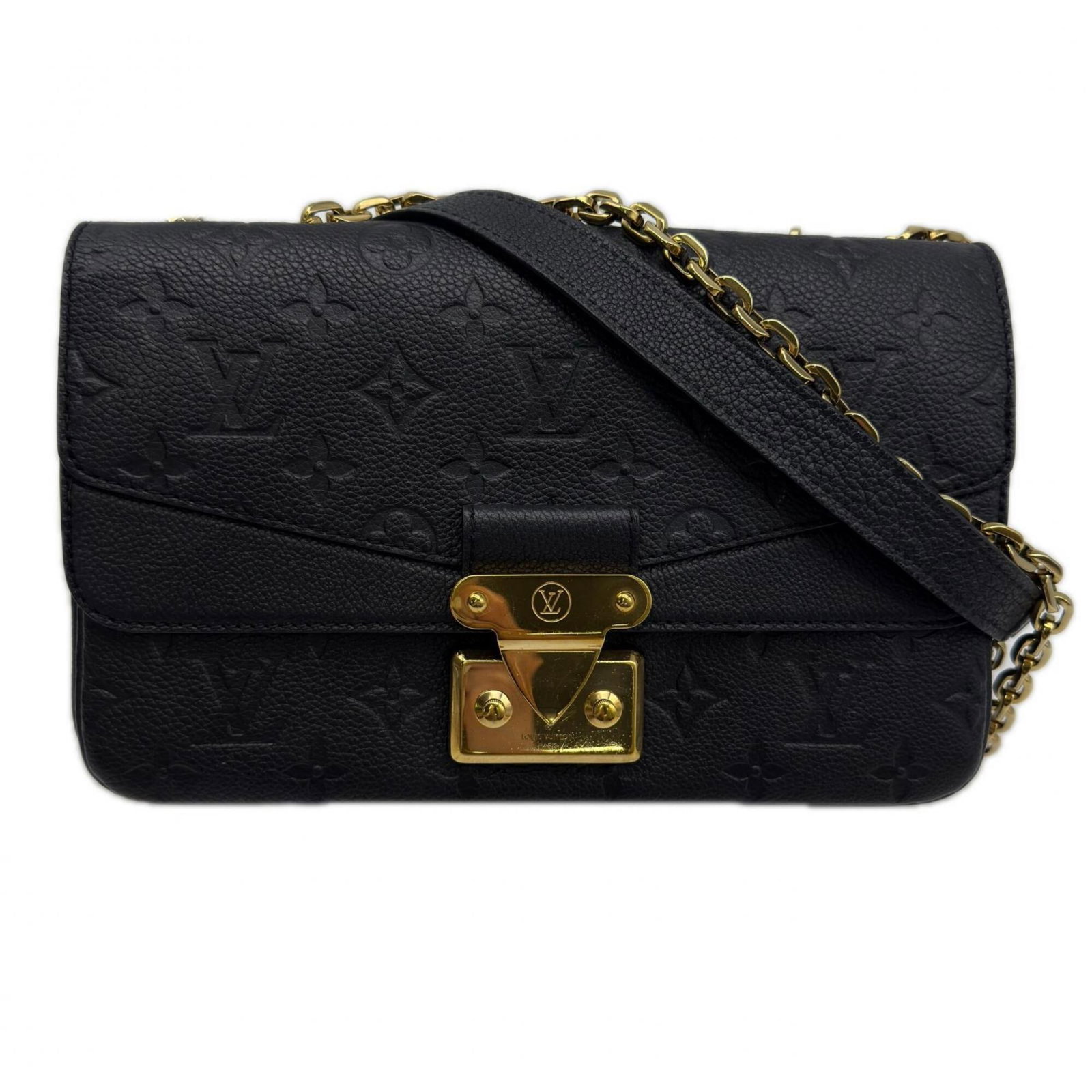Shoulder Bag Leather Louis Vuitton: Shoulder Bag Leather Louis Vuitton Black Calf Leather Louis Vuitton Shoulder Bag with Flap Closure and RFID Serial Number. This sleek and sophisticated bag features premium leather construction, a cla