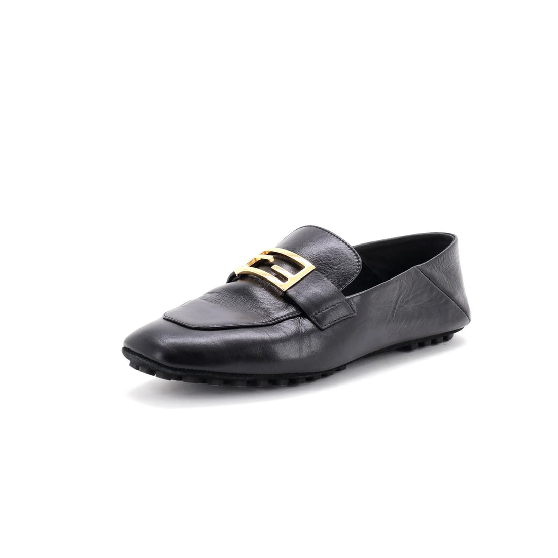 Women's Baguette Leather Loafers Fendi: Women's Baguette Leather Loafers Fendi Black Fendi Baguette Leather Loafers with aged gold hardware, featuring a classic design and premium leather exterior. The shoes have a great condition, with lig