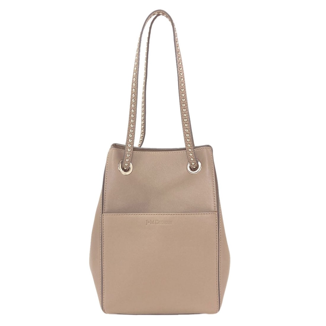 J&M Davidson Logo Tote Bag Leather: J&M Davidson Logo Tote Bag Leather Beige leather tote bag with the J&M Davidson logo, made from high-quality leather. The classic design features a simple, understated aesthetic that makes it a