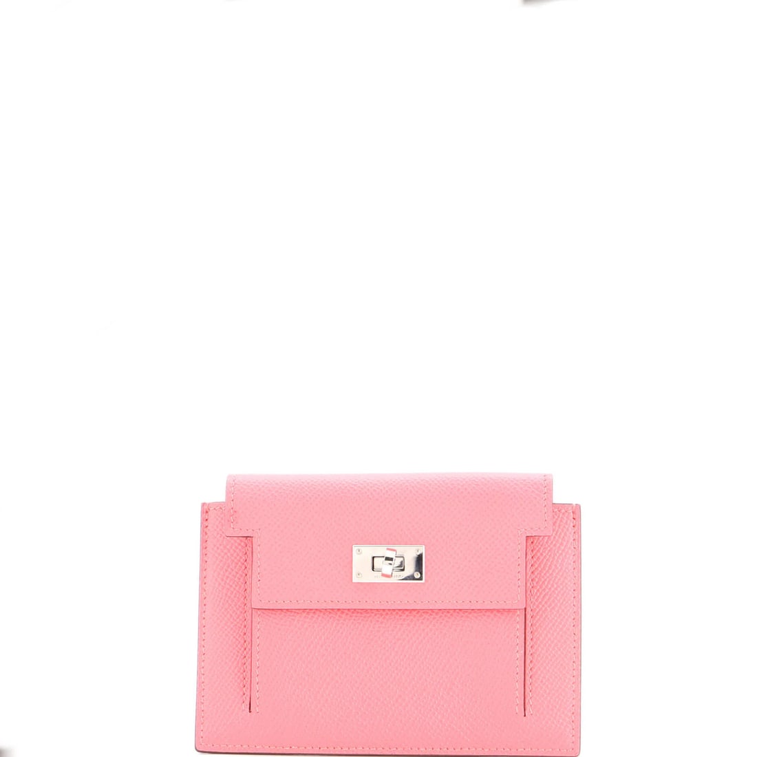 Pocket Compact Wallet Epsom Hermes Kelly: Pocket Compact Wallet Epsom Hermes Kelly Pink Epsom Kelly pocket compact wallet by Hermes features a soft pink leather exterior with matching interior, palladium hardware, and a classic design. The