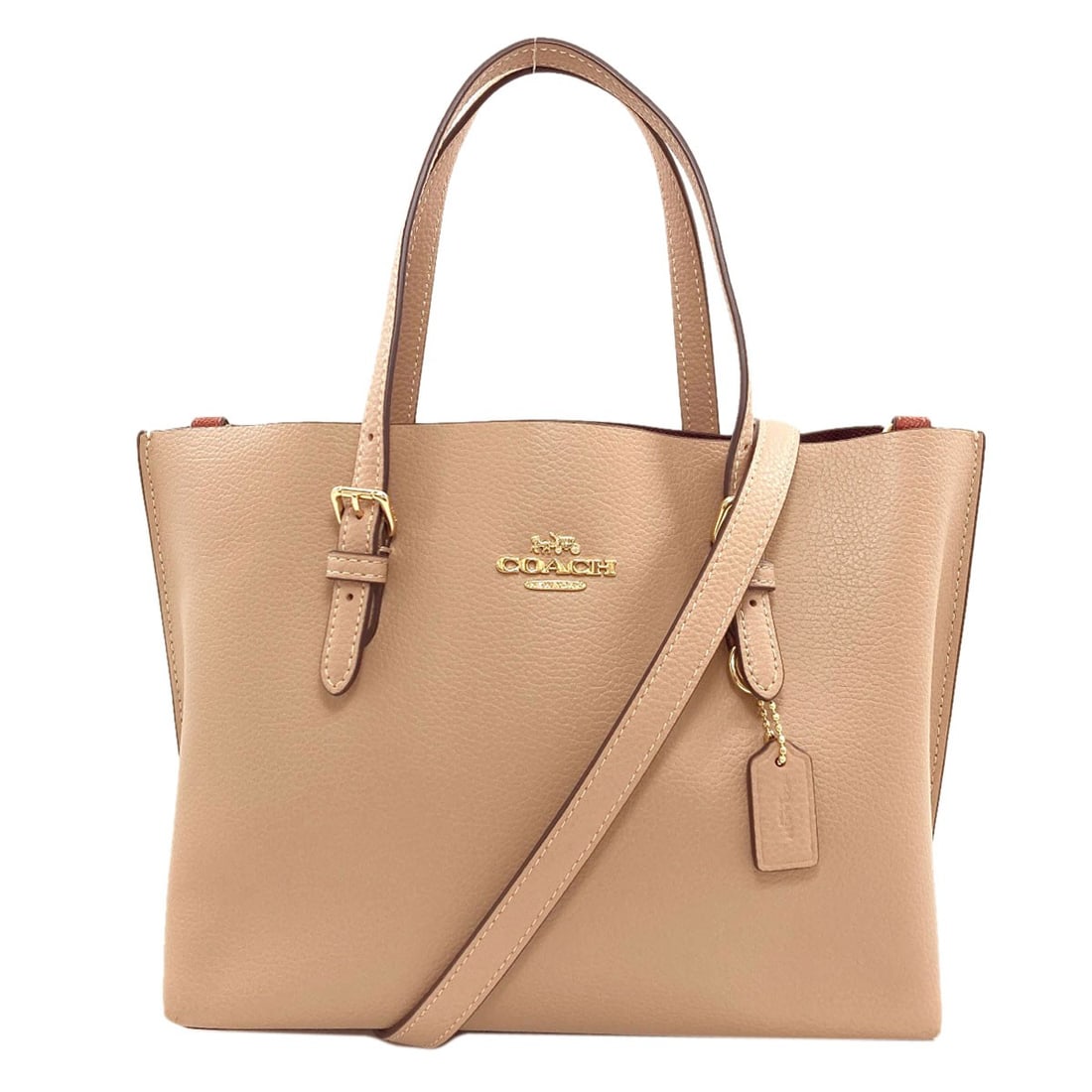 2Way Handbag Leather Molly Tote 25 Coach C4084: 2Way Handbag Leather Molly Tote 25 Coach C4084 Brown leather 2Way Handbag with a 7.9 inch height and 9.6 inch width, featuring a detachable strap and open closure, made from high-quality leather.