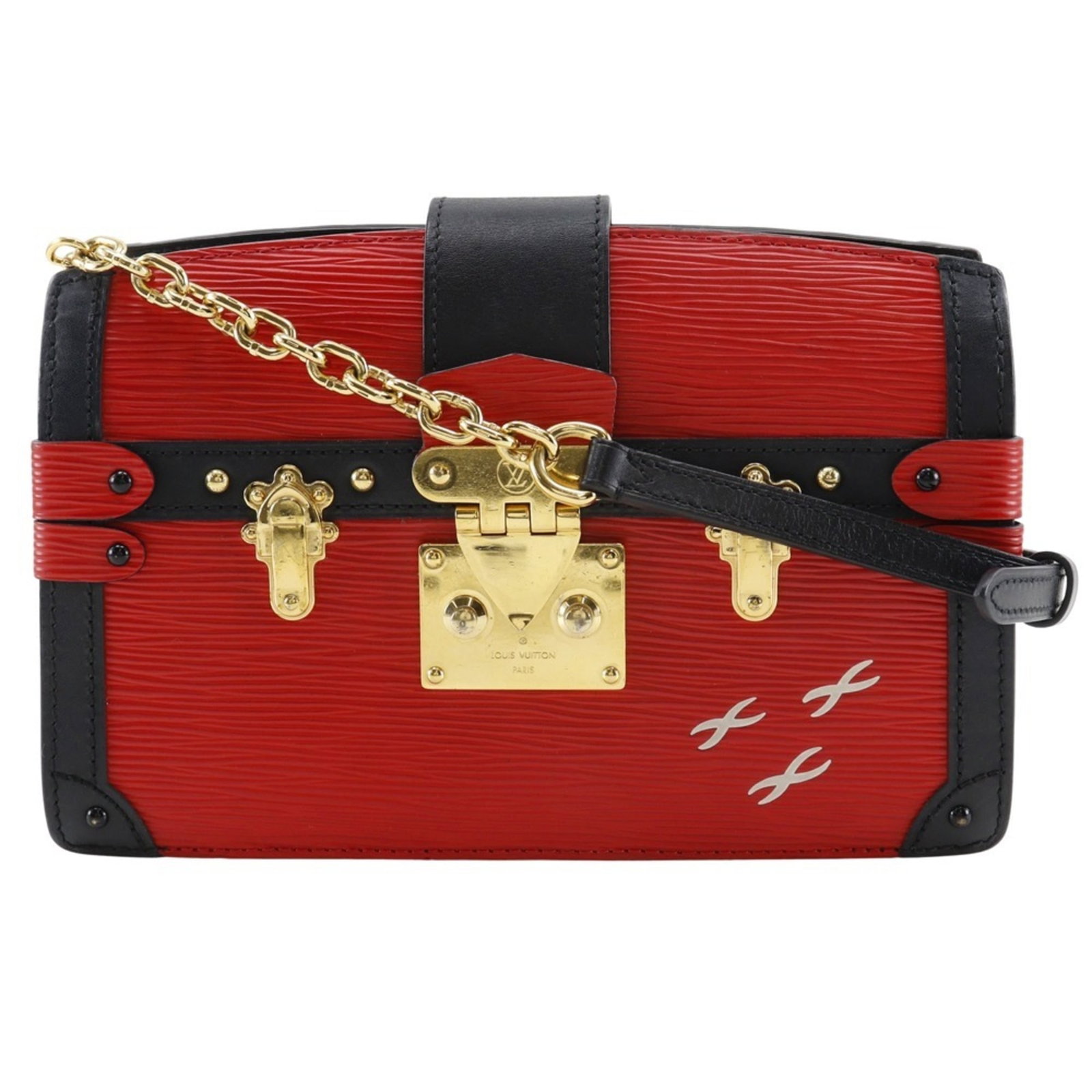 Louis Vuitton Clutch Bag Shoulder Bag Epi Leather: Louis Vuitton Clutch Bag Shoulder Bag Epi Leather Red Epi Leather Louis Vuitton Clutch Bag with Zipper Closure and Shoulder Strap. This stylish shoulder bag features a bold red color and Epi leather