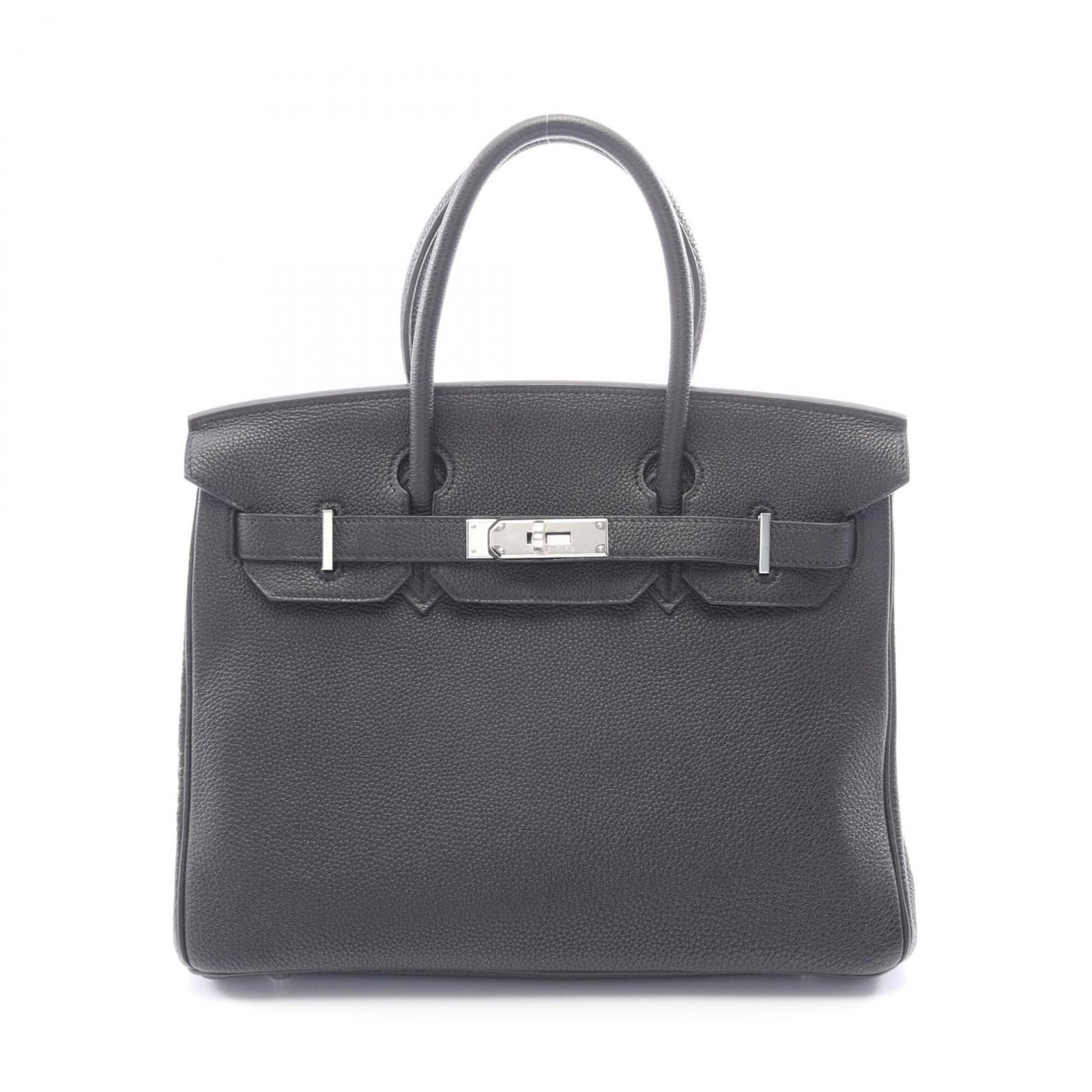 Hermes Handbag Togo Leather: Hermes Handbag Togo Leather Togo leather craftsmanship is evident in this sleek black Hermes handbag, measuring 24cm x 30cm x 15cm. The classic design and simple lines make it a timeless accessory