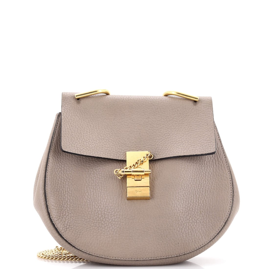 Small leather Crossbody bag Drew Chloe: Small leather Crossbody bag Drew Chloe Gray leather crossbody bag with a small size and suede interior, featuring a 20.5" strap drop and minor creases on the exterior. The bag bears a signature and is