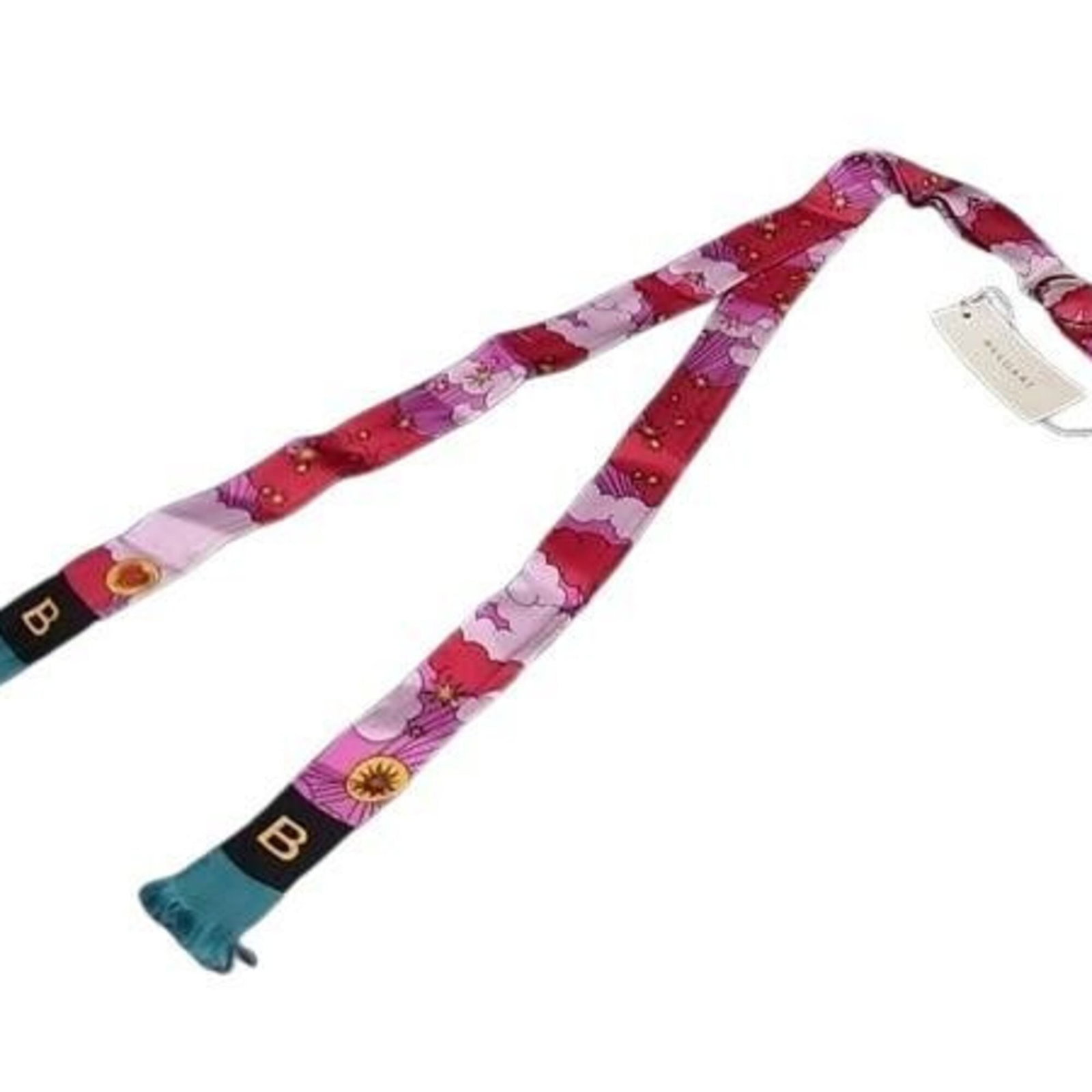 Silk Scarf Bvlgari: Silk Scarf Bvlgari Item Specifics: Brand: Bvlgari Country of Origin: Italy Type: Scarf Gender: Women Color: Multi-color, Pink Material: Silk Size (LxW): 1.38m x 3cm / 54.33'' x 1.18'' Product Disclaim