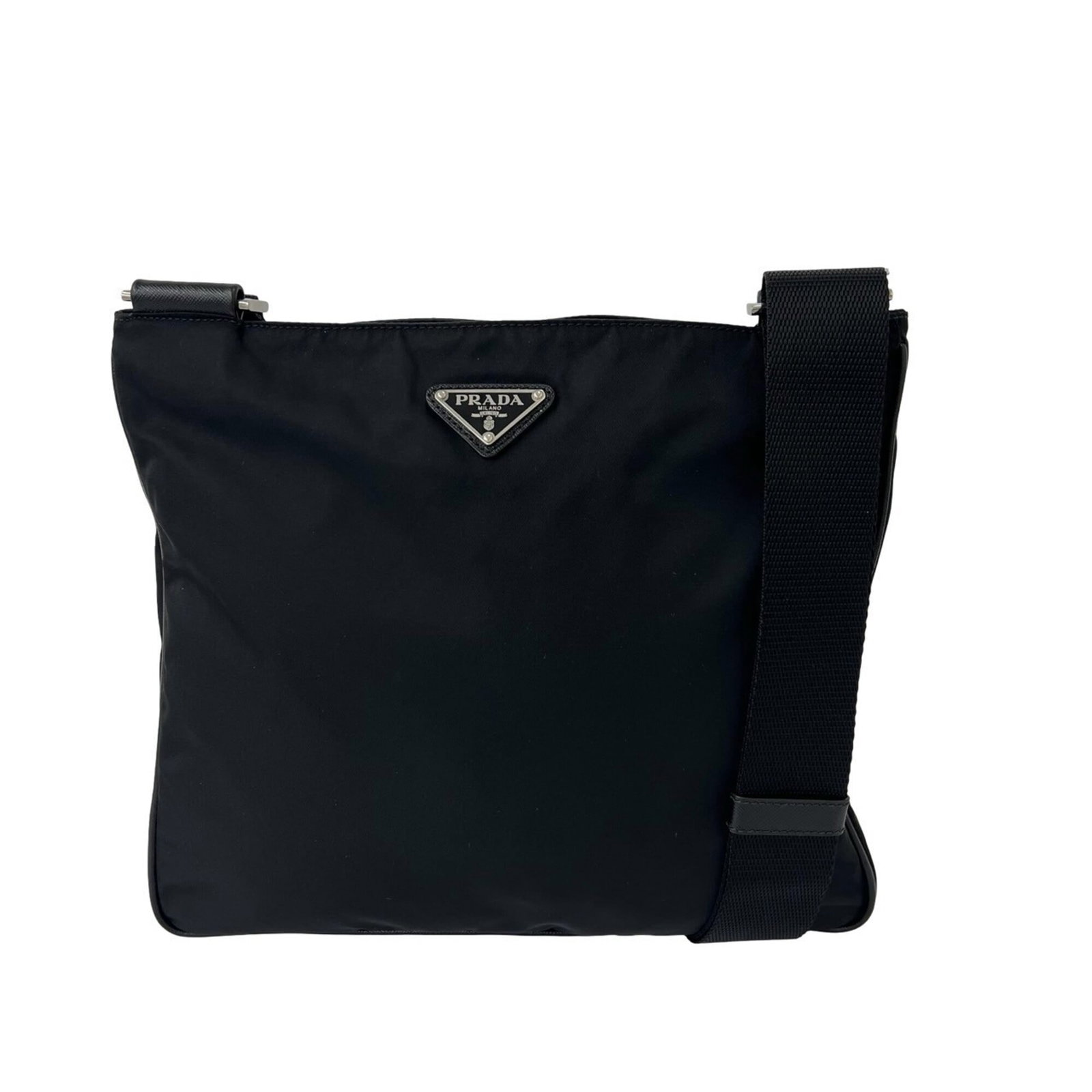 Nylon Leather Tote Prada Shoulder Bag: Nylon Leather Tote Prada Shoulder Bag Nylon and leather combine in this sleek Prada shoulder tote, measuring 26.5cm x 29cm x 3cm. The black color and structured design make it a versatile accessory