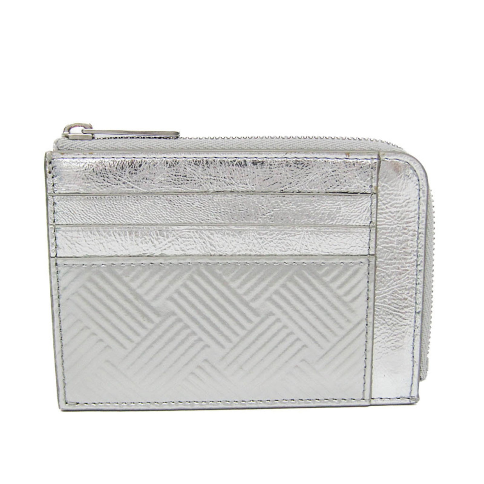 Coin Case Leather Purse Bottega: Coin Case Leather Purse Bottega Bottega Veneta's Intrecciato L-shaped wallet is a sleek and sophisticated leather coin purse. With its silver zipper closure and card slots, this Italian-made purse is
