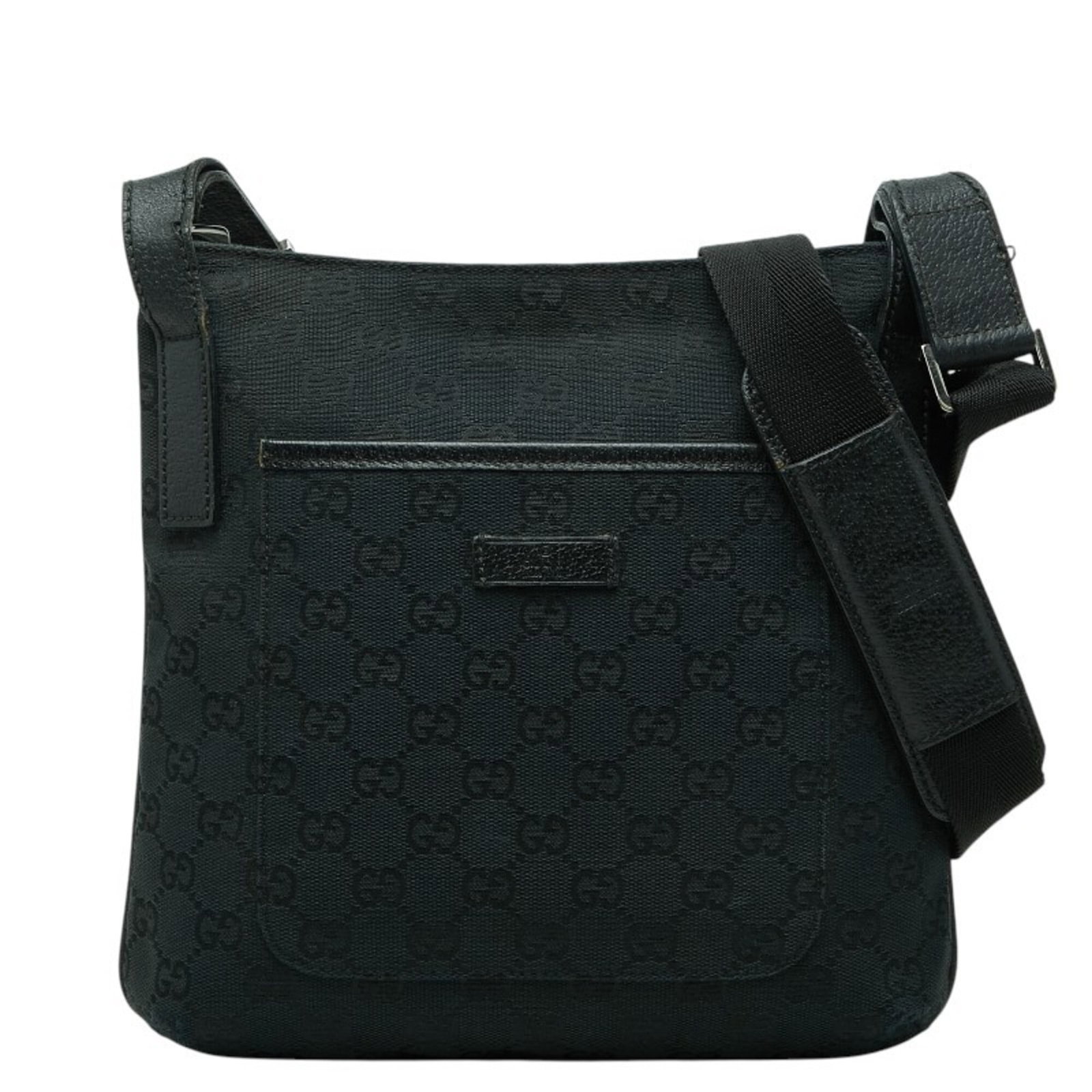 Canvas Leather Bag Shoulder Gucci: Canvas Leather Bag Shoulder Gucci Canvas Leather Bag Shoulder Gucci features a navy color, canvas and leather materials, and a compact size. The bag's design is notable for its combination of canvas