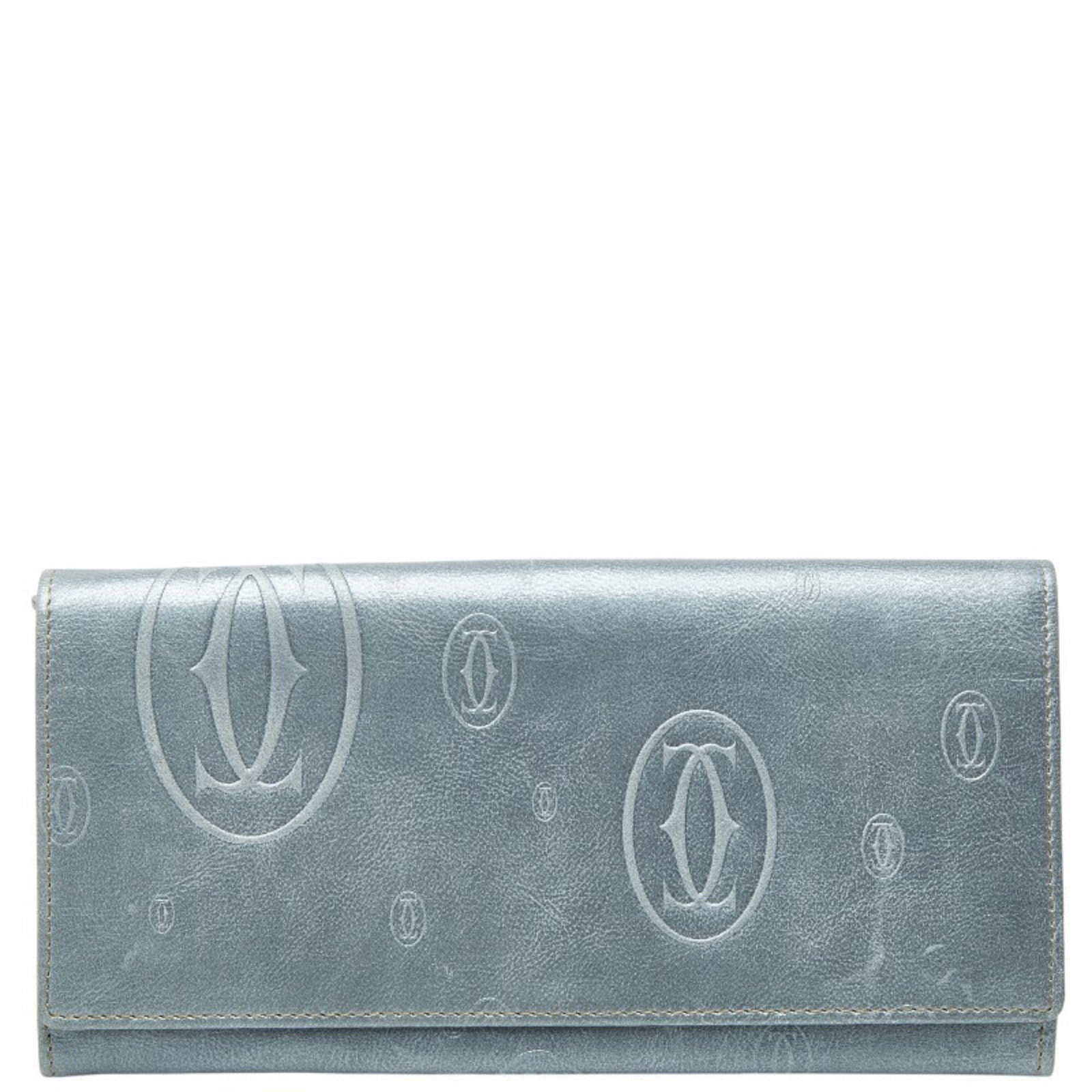 Cartier leather wallet bi fold: Cartier leather wallet bi fold Cartier leather wallet bi-fold with a sleek metallic blue design, measuring 10cm x 19cm x 2cm. This long wallet features high-quality leather construction and a classic