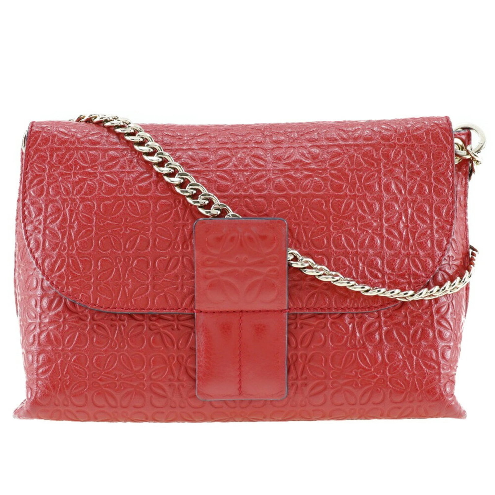 Shoulder Bag Leather: Shoulder Bag Leather The Loewe Avenue shoulder bag is crafted from rich, supple calfskin leather in a bold red color. Measuring 16cm x 24cm x 10cm, this stylish bag features a sleek design and a conve