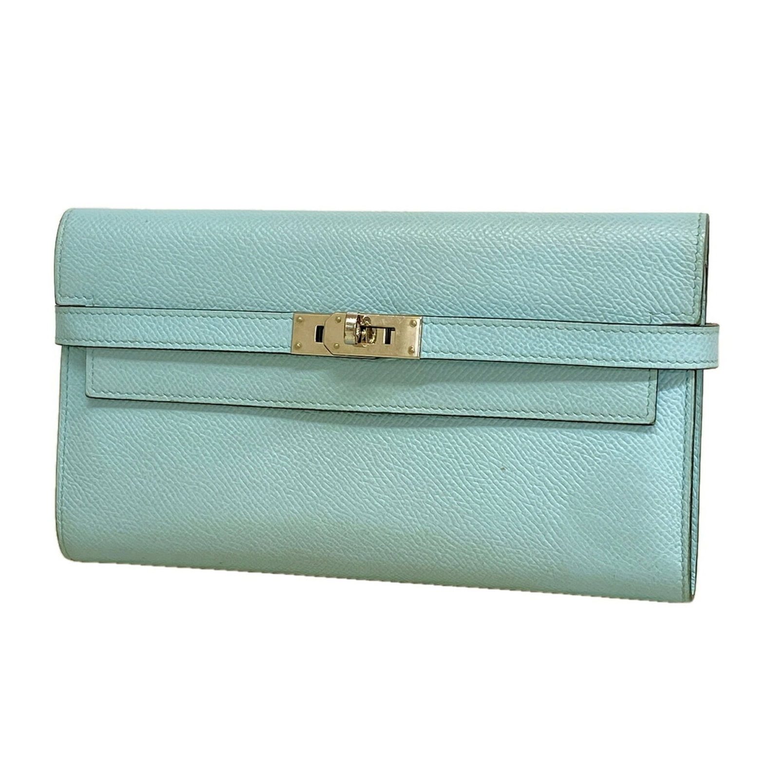 Epsom Leather Bi fold Wallet Hermes: Epsom Leather Bi fold Wallet Hermes Epsom leather bi-fold wallet from Hermes, featuring a classic design with a blue Zephyr color and a size of 11cm x 20cm x 2cm. Made from high-quality Epsom