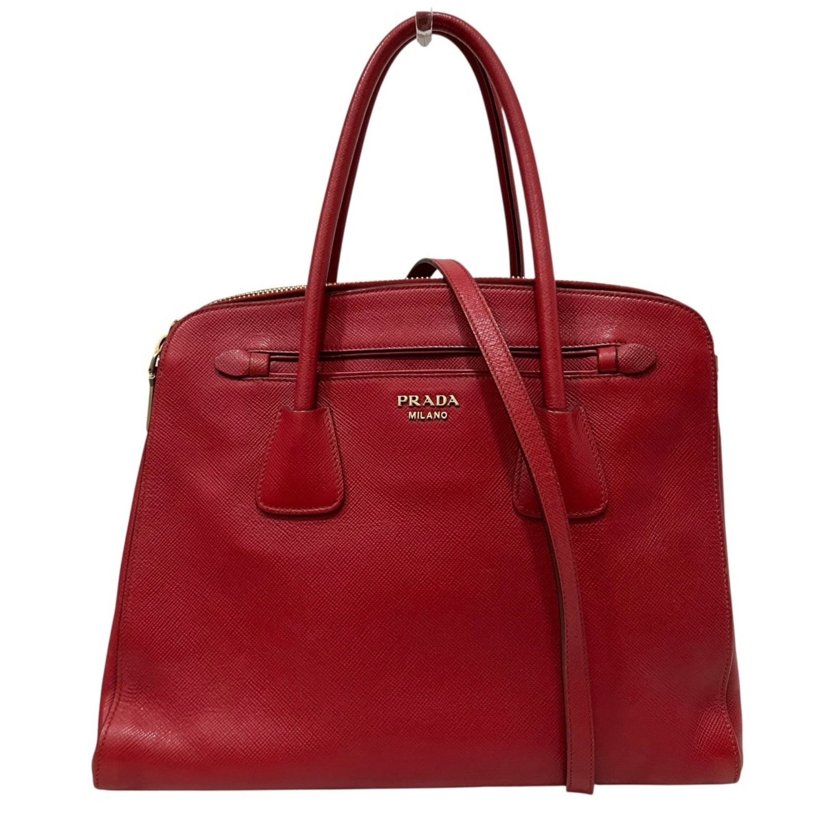 Shoulder Bag Leather Prada: Shoulder Bag Leather Prada Bordeaux leather shoulder bag from Prada, featuring a classic design with a 49cm handle and adjustable strap length. The bag measures 30cm x 36cm x 15cm and is made from