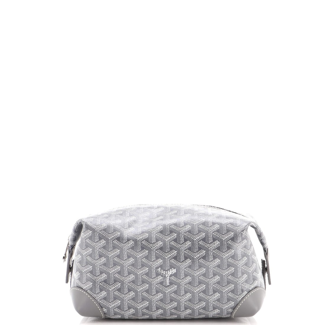 Boeing Trousse Coated Canvas Pouch Goyard de Toilette 25: Boeing Trousse Coated Canvas Pouch Goyard de Toilette 25 Gray canvas coated pouch with yellow interior, measuring 5" x 9" x 5", features silver hardware and minor scratches, in excellent condition