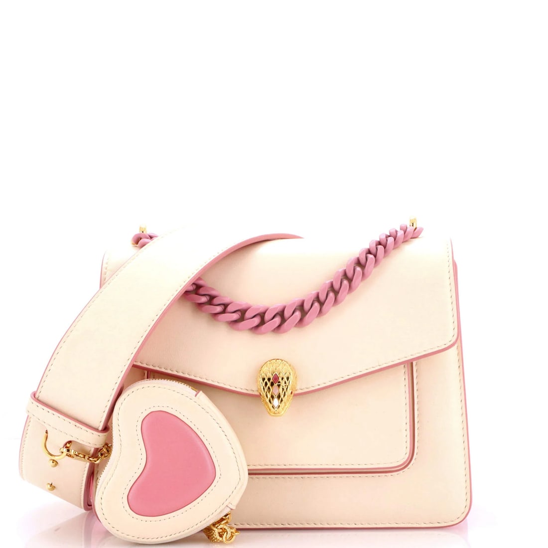 Serpenti Forever Maxi Chain Pouch Leather Small Heart Crossbody Bag Bvlgari (1 of 8)