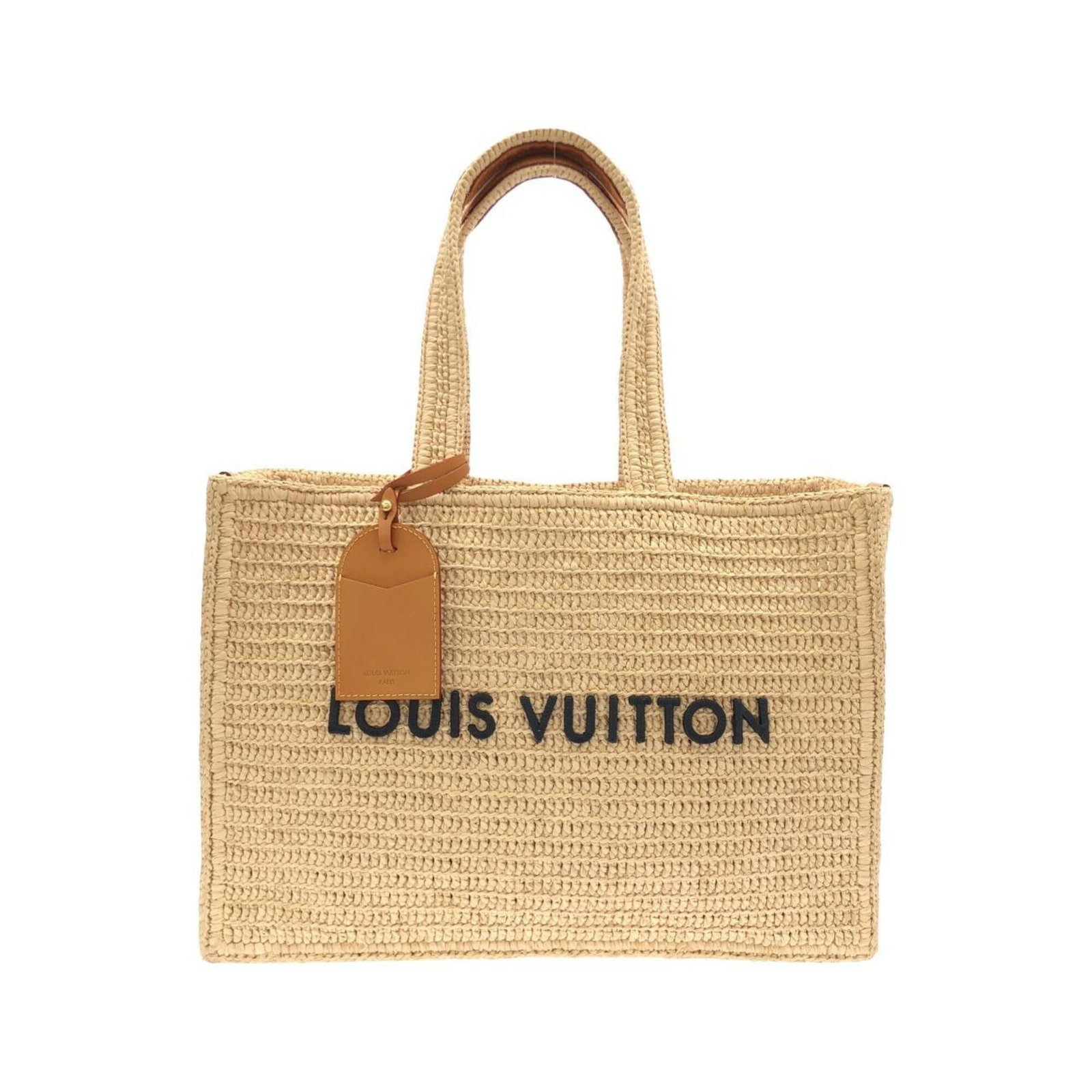 Handbag Raffia Louis: Handbag Raffia Louis Raffia Louis Handbag from Louis Vuitton boasts a natural beige color and gold hardware, adding a touch of elegance to any outfit. Made from high-quality raffia material, this hand