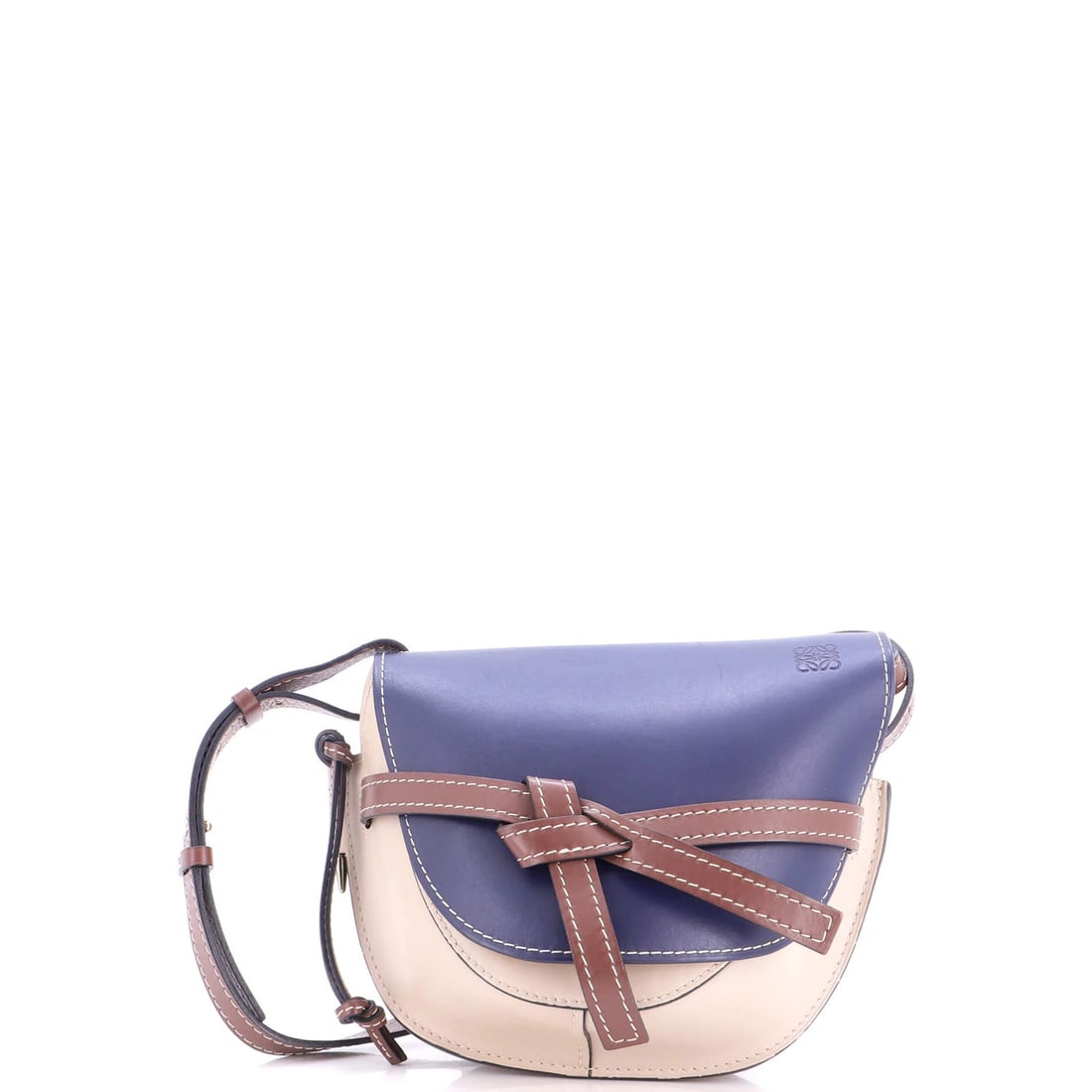 Small Leather Shoulder Bag Gate Loewe: Small Leather Shoulder Bag Gate Loewe Small Leather Shoulder Bag from Loewe in Blue. This small cross body bag features a blue exterior made of leather, suede interior, and gold hardware. Measuring