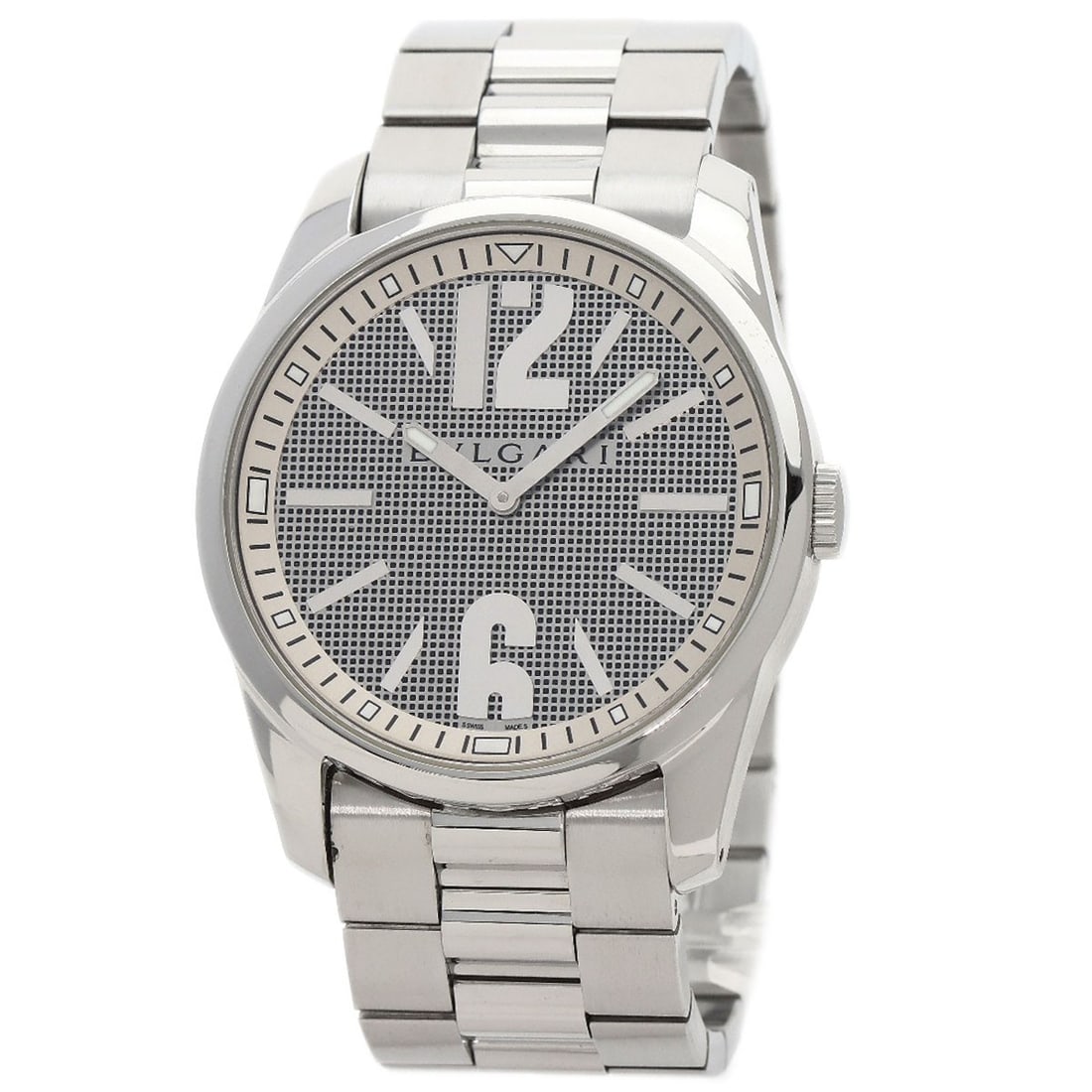 Stainless Steel Watches Solo St42Ss Stainless Steel Bvlgari: Stainless Steel Watches Solo St42Ss Stainless Steel Bvlgari Stainless Steel Watches Solo St42Ss BVLGARI features a sleek 42mm silver case with a silver bezel, complemented by a silver analog display.