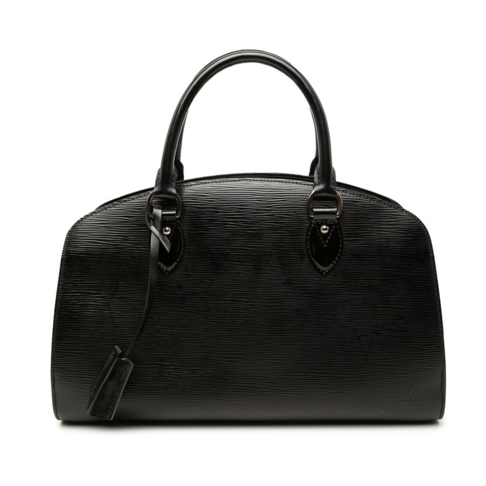 Patent Leather Handbag Louis Vuitton: Patent Leather Handbag Louis Vuitton Patent leather exterior adds a touch of sophistication to this classic Louis Vuitton handbag, with its sleek black finish and signature monogram pattern.