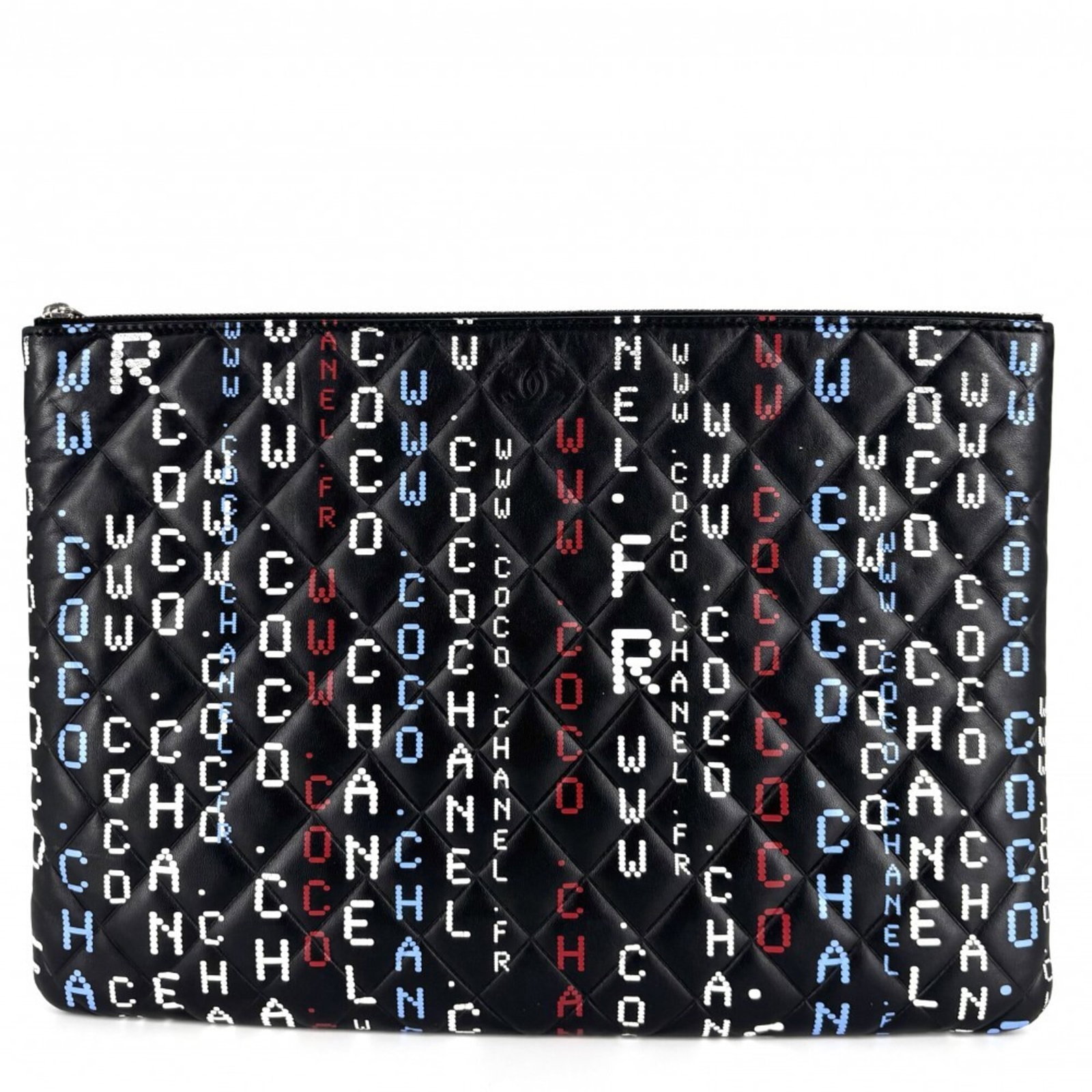 Clutch Bag Leather Chanel: Clutch Bag Leather Chanel Black and multi-color leather Chanel clutch bag, measuring 24cm x 34cm x 1.5cm, offers a stylish and compact accessory for women. Its sleek design and luxurious leather const
