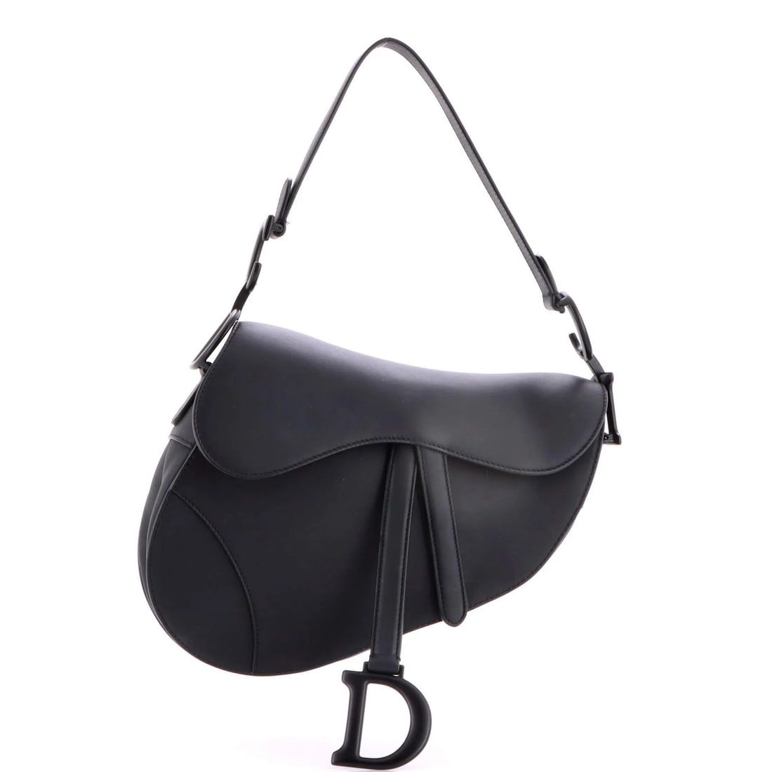 Christian Dior Ultra Matte Leather Saddle Handbag Medium: Christian Dior Ultra Matte Leather Saddle Handbag Medium Black Ultra Matte Leather Saddle Handbag with Medium Size. This medium-sized shoulder bag features a sleek ultra matte leather exterior in