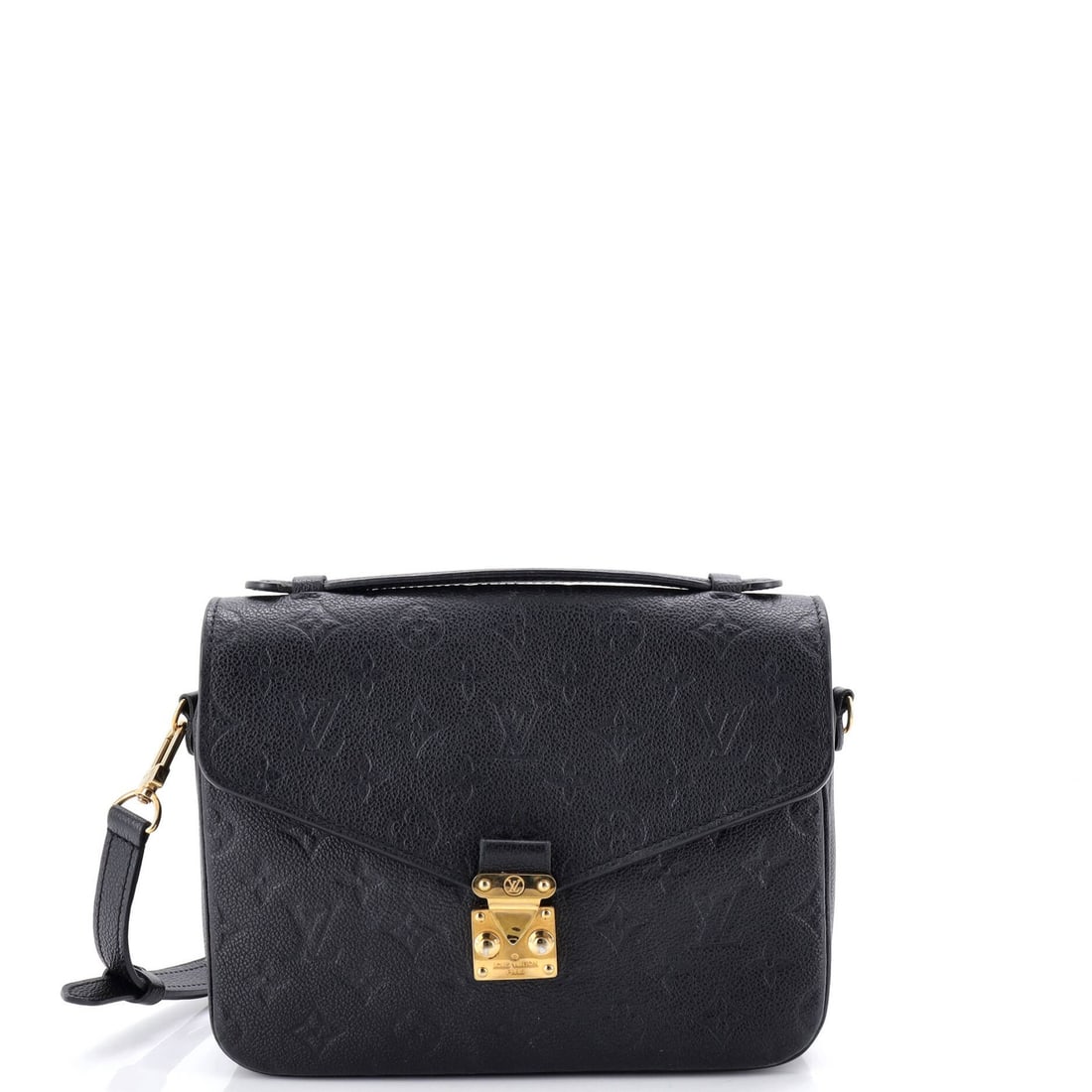 Empreinte Leather Pochette Monogram Vuitton Louis: Empreinte Leather Pochette Monogram Vuitton Louis Black Monogram Empreinte Leather Cross Body Bag with Gold Hardware, featuring a classic Pochette Metis design and a unique Empreinte leather
