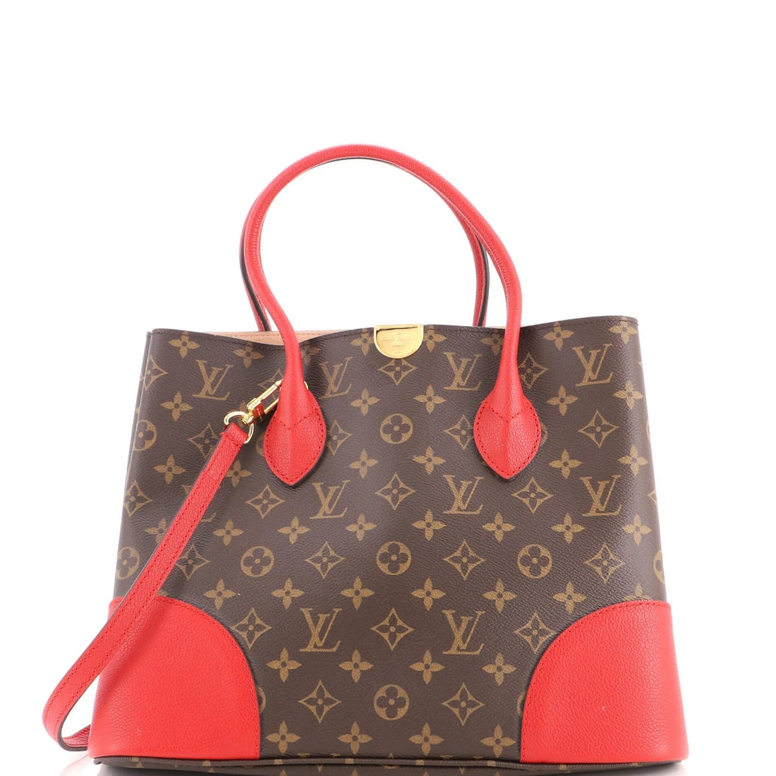 Canvas Monogram Leather Flandrin Handbag Louis Vuitton: Canvas Monogram Leather Flandrin Handbag Louis Vuitton Canvas Monogram Leather Flandrin Handbag Louis Vuitton - A classic Louis Vuitton tote with a bold red exterior, featuring the iconic monogram