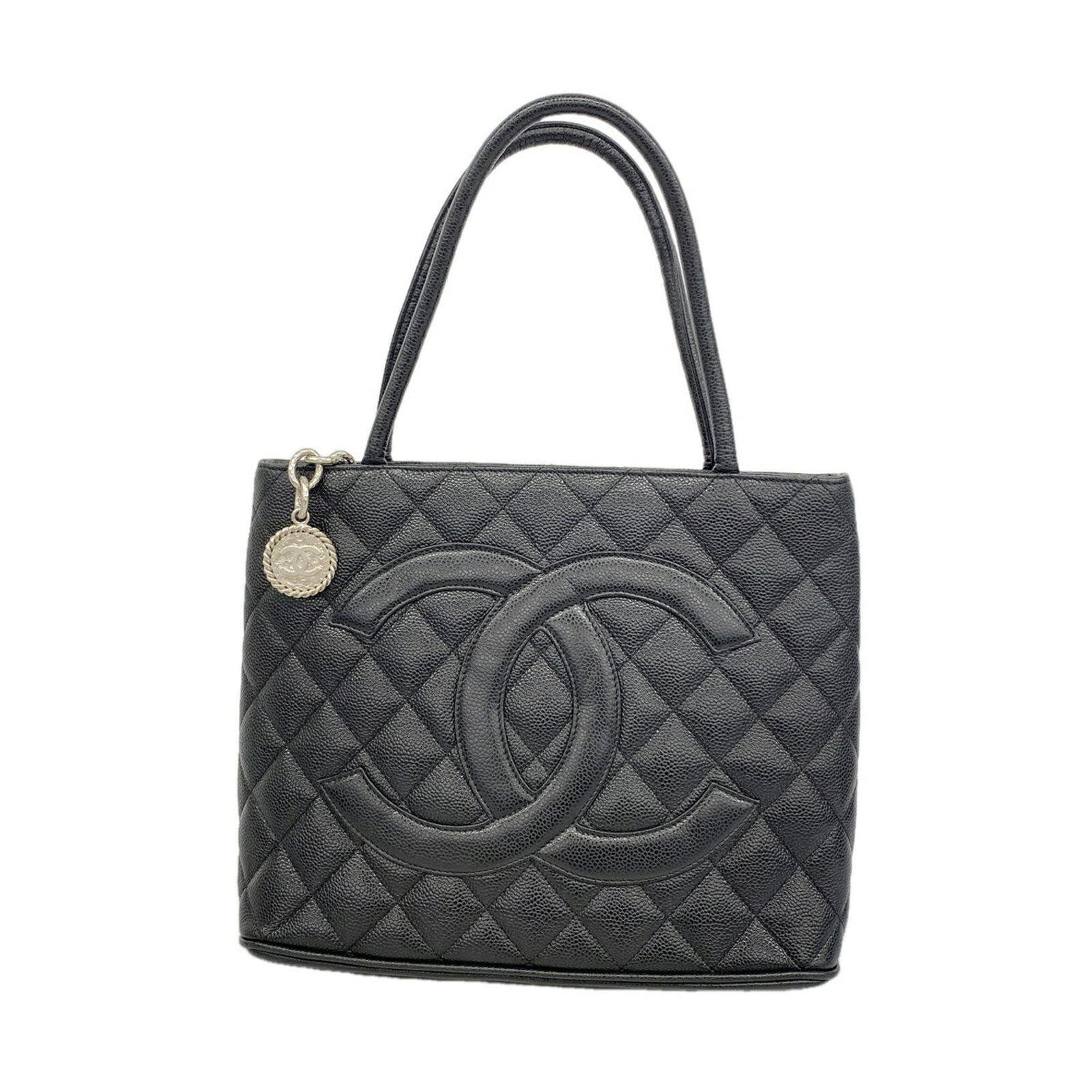 Calfskin Tote Bag Chanel: Calfskin Tote Bag Chanel Calfskin Tote Bag Chanel - 24cm x 30cm x 14.5cm, Grained Calfskin, Black, Silver Hardware. This black tote bag features a classic design made from high-quality grained