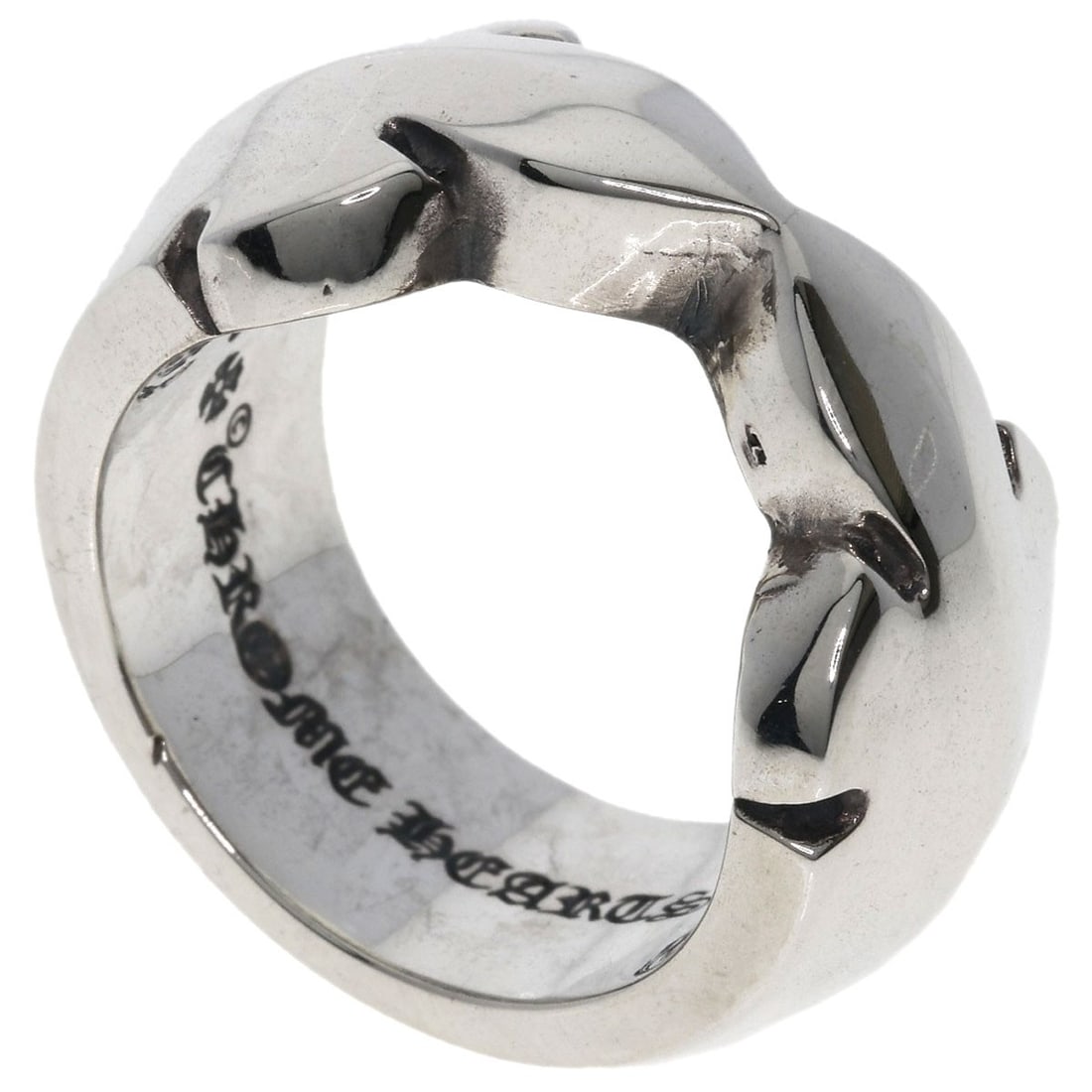 Knee ring in silver with Chrome Hearts Double Flare: Knee ring in silver with Chrome Hearts Double Flare Silver knee ring from Chrome Hearts featuring a Double Flare design, adding a touch of edgy sophistication to any outfit. This sleek ring is made