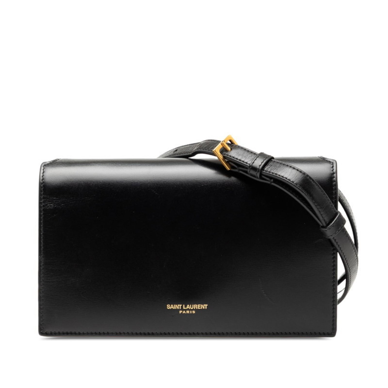 Laurent Saint Bag Leather Shoulder: Laurent Saint Bag Leather Shoulder Black leather shoulder bag from Saint Laurent, measuring 11.5cm x 18.5cm x 2.5cm. This sleek and stylish bag features a classic design with clean lines and a