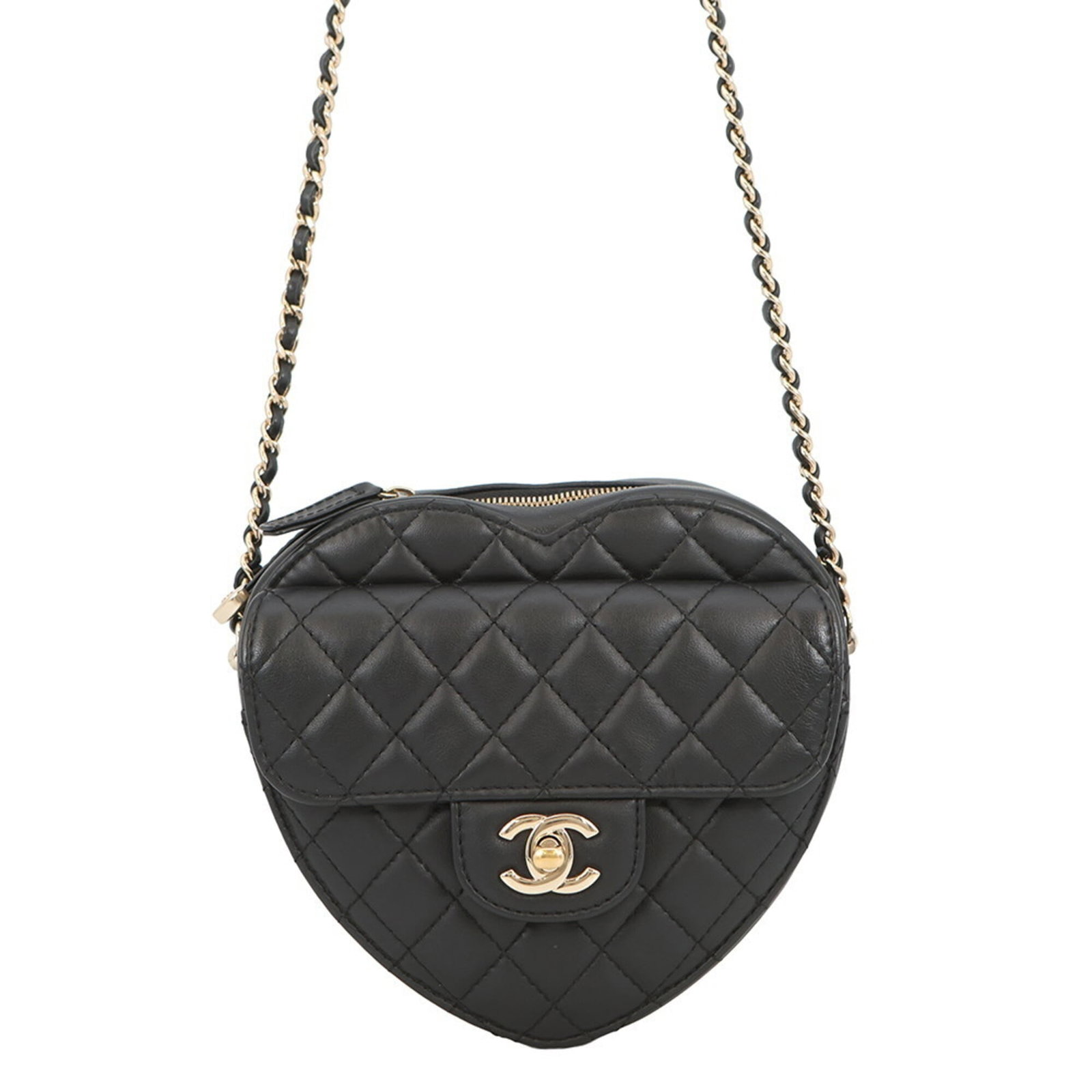 Shoulder Bag Leather Handbag Chanel: Shoulder Bag Leather Handbag Chanel Chanel's iconic shoulder bag is crafted from luxurious lambskin leather, featuring a sleek black finish and champagne gold hardware. Measuring 16.5cm x 19cm x 5cm, 