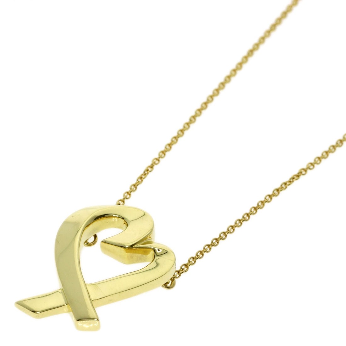Loving Heart Necklace Tiffany&Co. K18 Yellow Gold: Loving Heart Necklace Tiffany&Co. K18 Yellow Gold Tiffany&Co.'s K18 Yellow Gold necklace boasts a sleek design with an open closure, available in a 19-inch length. This piece is crafted from 18k gold,