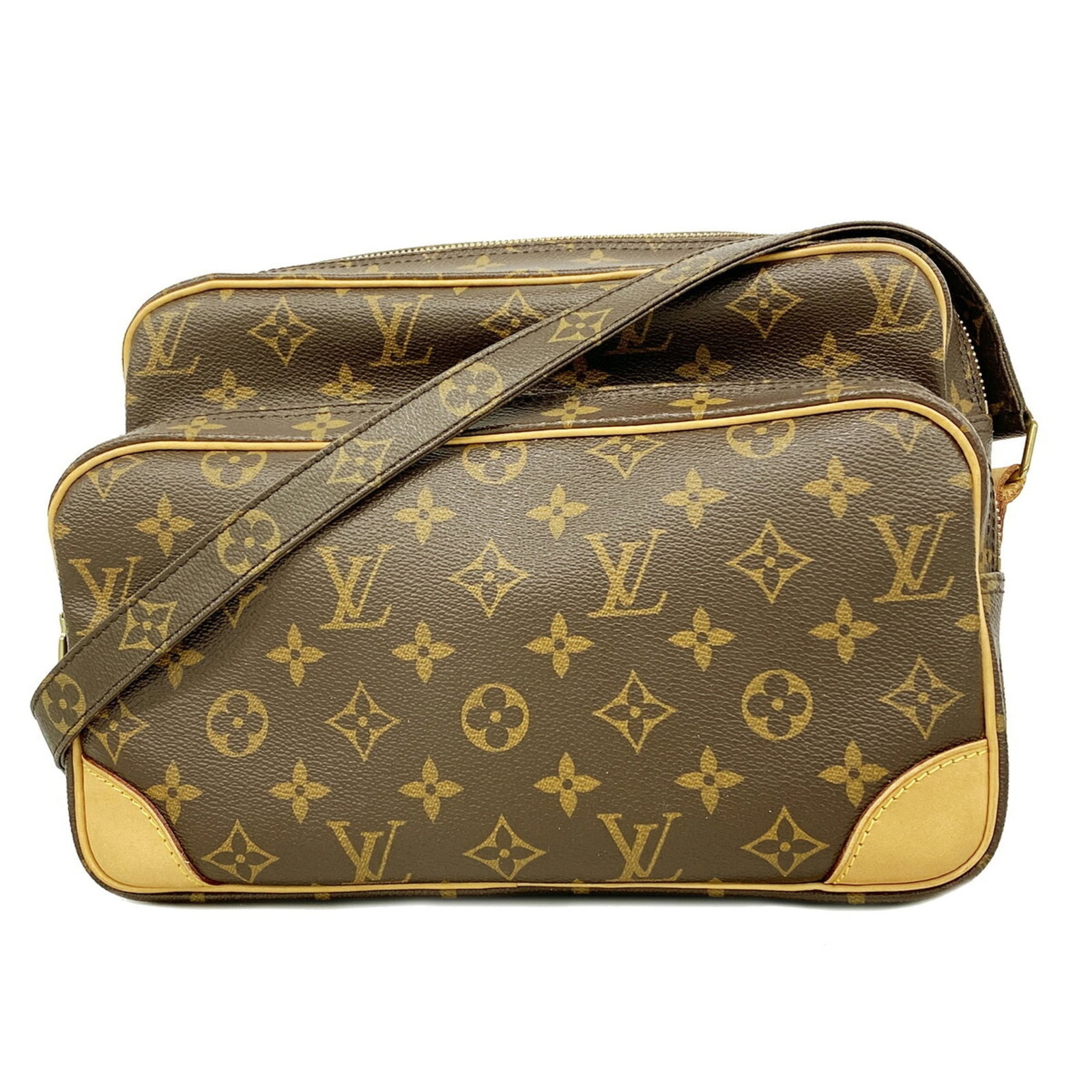 Shoulder Bag by Louis Vuitton: Shoulder Bag by Louis Vuitton Brown Louis Vuitton shoulder bag with classic design and signature monogram pattern. Measuring 20cm x 27.5cm x 12.5cm, this stylish bag features a timeless combination