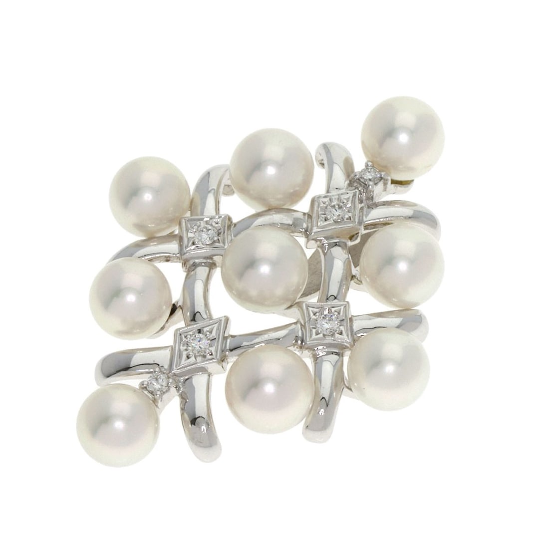 K18 White Gold Mikimoto Pearl Diamond Pendant Top: K18 White Gold Mikimoto Pearl Diamond Pendant Top K18 White Gold Mikimoto Pearl Diamond Pendant Top boasts a striking combination of K18 white gold and a high-quality Mikimoto pearl, set in a