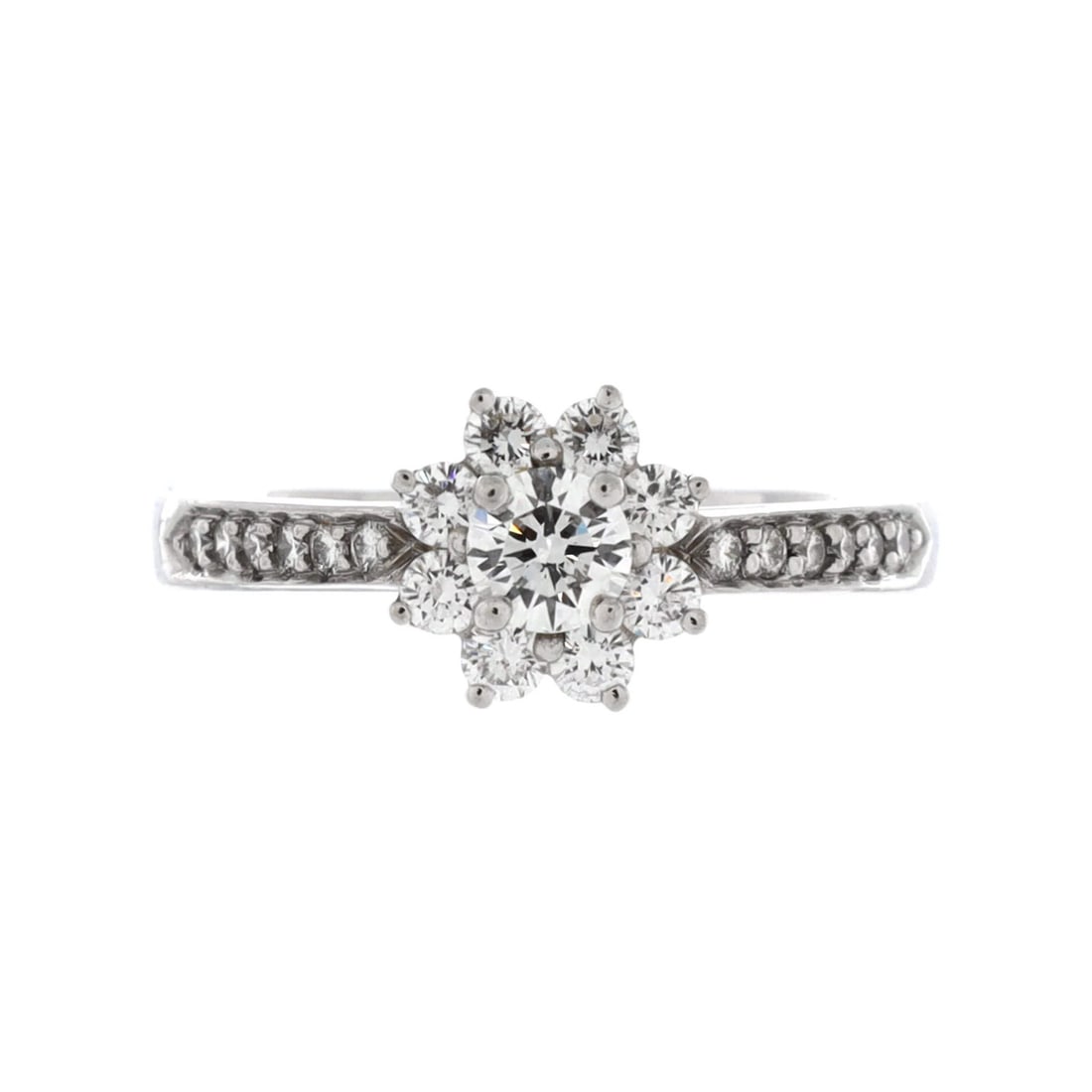 Flower Cocktail Ring Tiffany & Co Platinum Pave Diamonds: Flower Cocktail Ring Tiffany & Co Platinum Pave Diamonds Tiffany & Co. Platinum Pave Diamonds in a stunning Flower Cocktail Ring design. This silver-toned ring features a main stone of diamond and is 