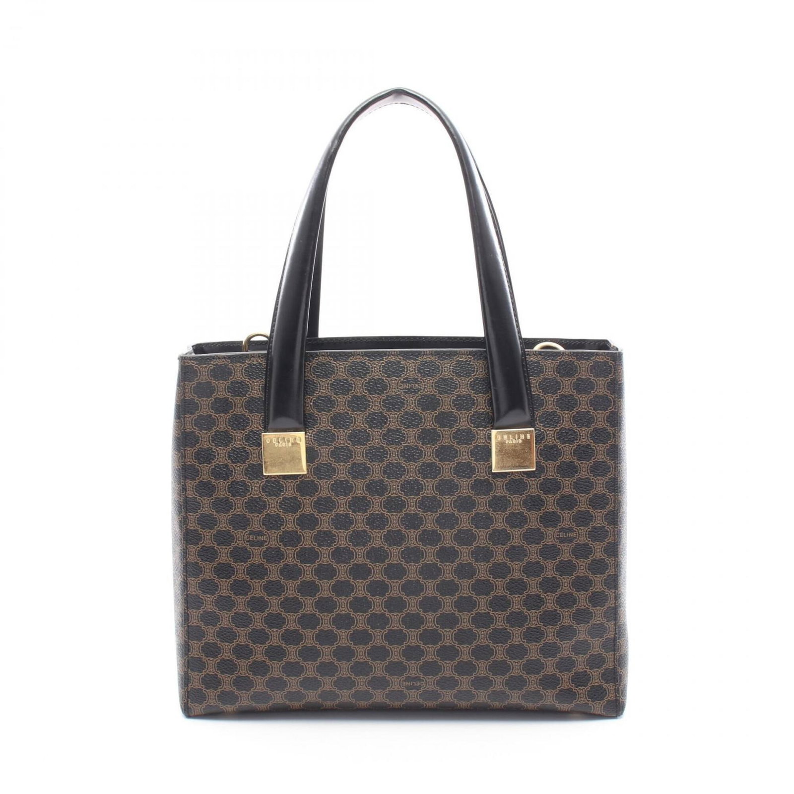 Canvas Leather Coated Handbag: Canvas Leather Coated Handbag Canvas Leather Coated Handbag - A sleek and modern design, this black or brown handbag features a coated canvas and leather exterior, with a compact size that makes it pe