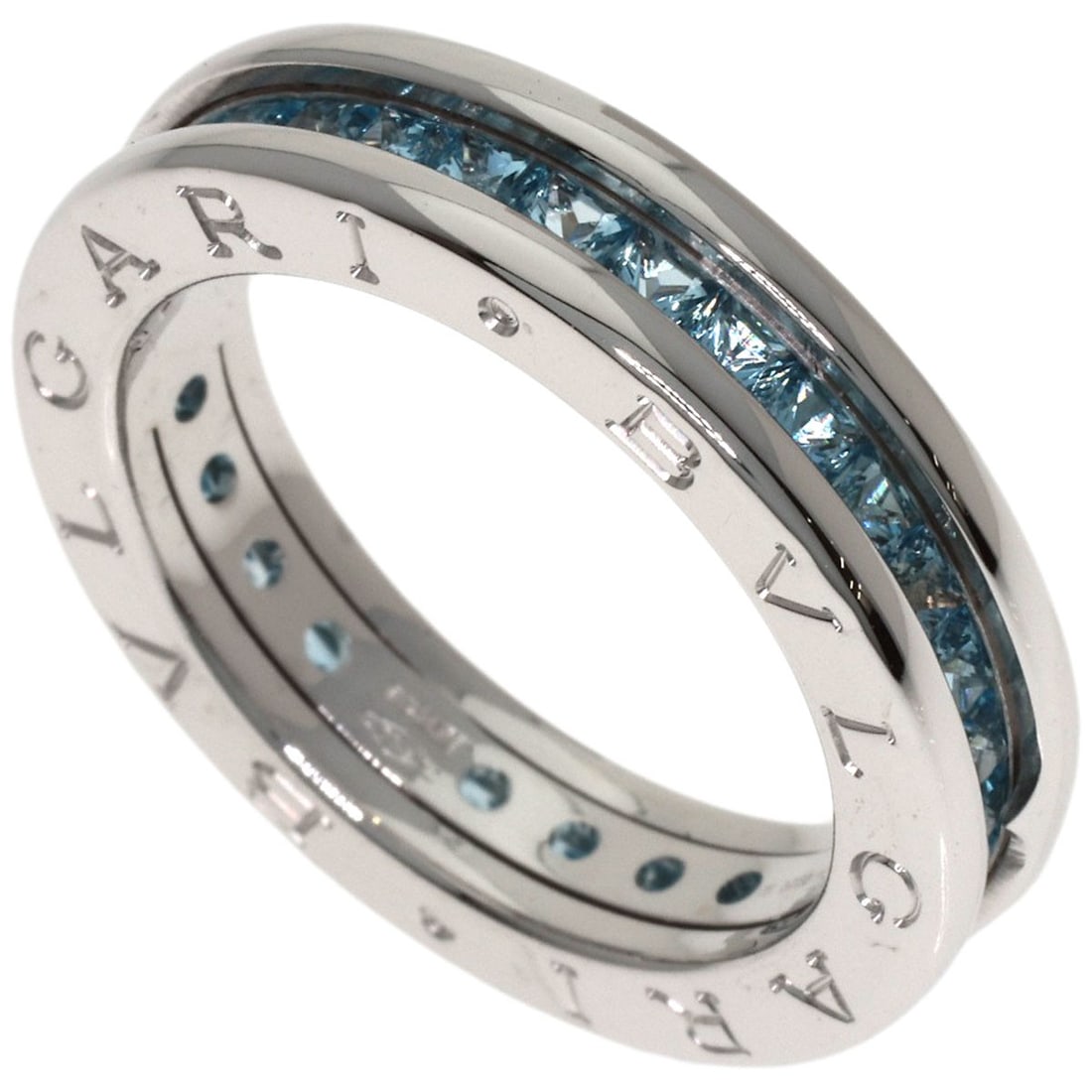 Bvlgari B.zero1 1 band blue topaz #52 white gold ring K18: Bvlgari B.zero1 1 band blue topaz #52 white gold ring K18 K18 white gold provides a luxurious backdrop for this striking blue topaz ring, #52, adorned in Bvlgari's signature style. The silver metal ex