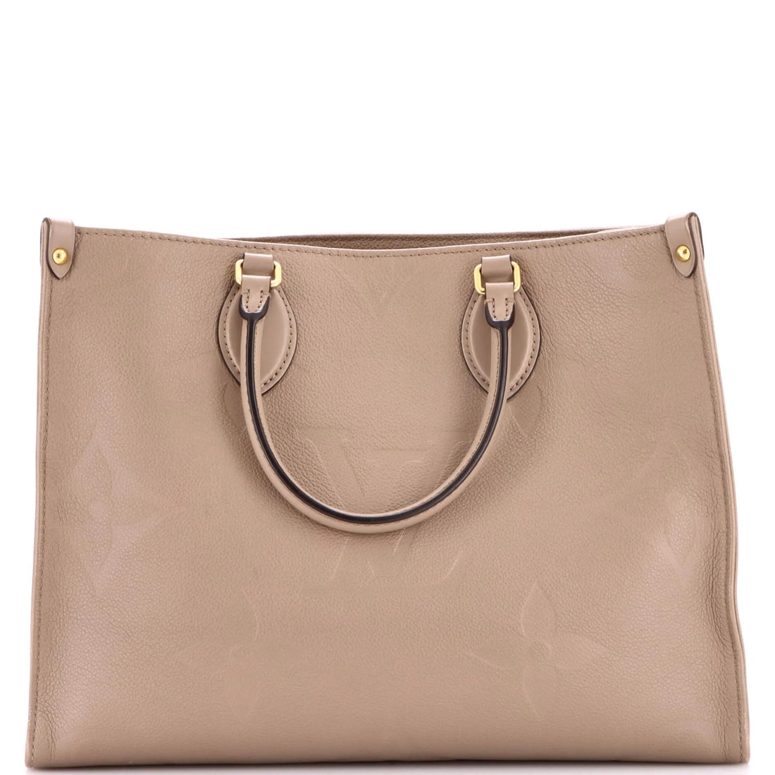 OnTheGo Giant Monogram Empreinte Louis Vuitton Tote MM: OnTheGo Giant Monogram Empreinte Louis Vuitton Tote MM The OnTheGo Giant Monogram Empreinte Louis Vuitton Tote MM is a neutral-toned leather tote with a classic design, featuring the iconic Monogram