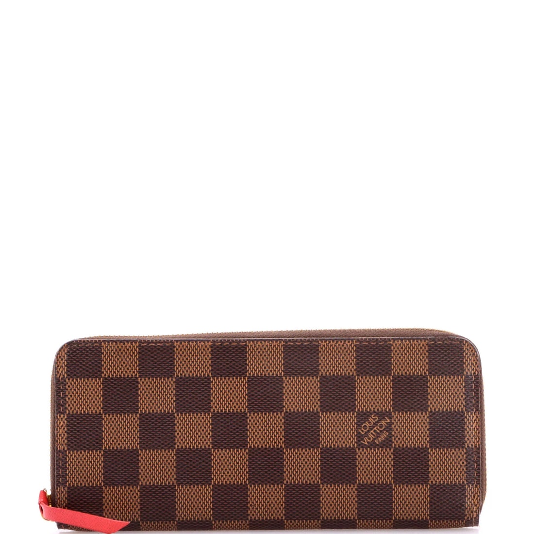Vuitton Louis Clemence Damier Wallet: Vuitton Louis Clemence Damier Wallet Brown canvas coated Louis Vuitton Clemence Damier wallet with gold hardware, featuring a classic design and signature Damier pattern. Measuring 4" x 8" x 1", this